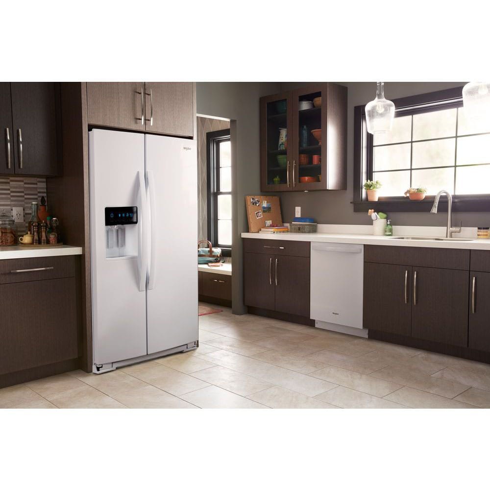 Refrigerador de 20.6 pies cúbicos estilo americano con dispensador de hielo y agua (Blanco) - Whirlpool
