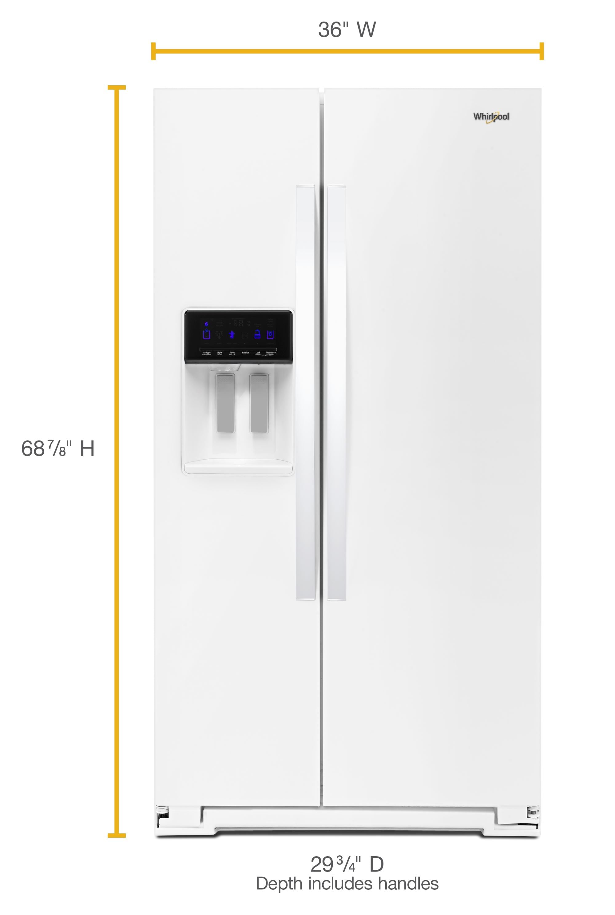 Refrigerador de 20.6 pies cúbicos estilo americano con dispensador de hielo y agua (Blanco) - Whirlpool