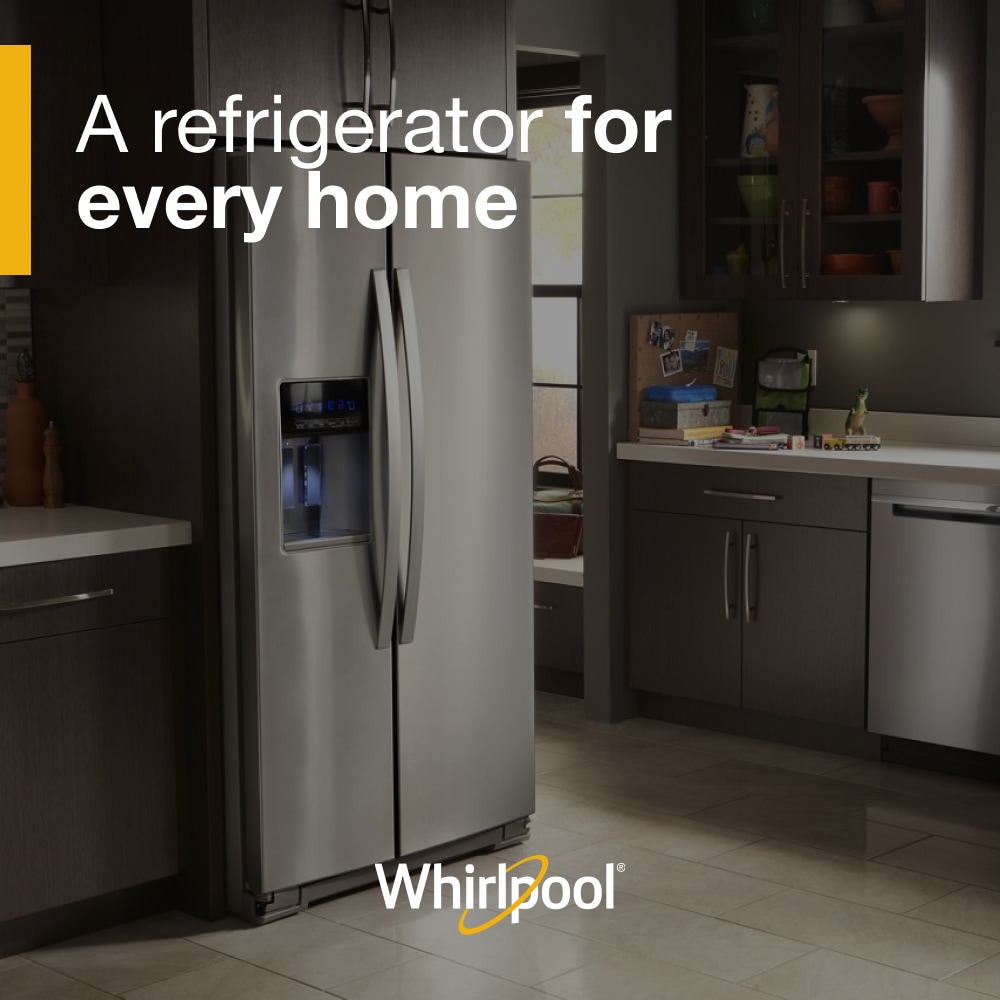 Refrigerador de estilo americano con despachador de agua y hielo, 20.6 pies cúbicos de capacidad, acabado en acero inoxidable resistente a las huellas dactilares.