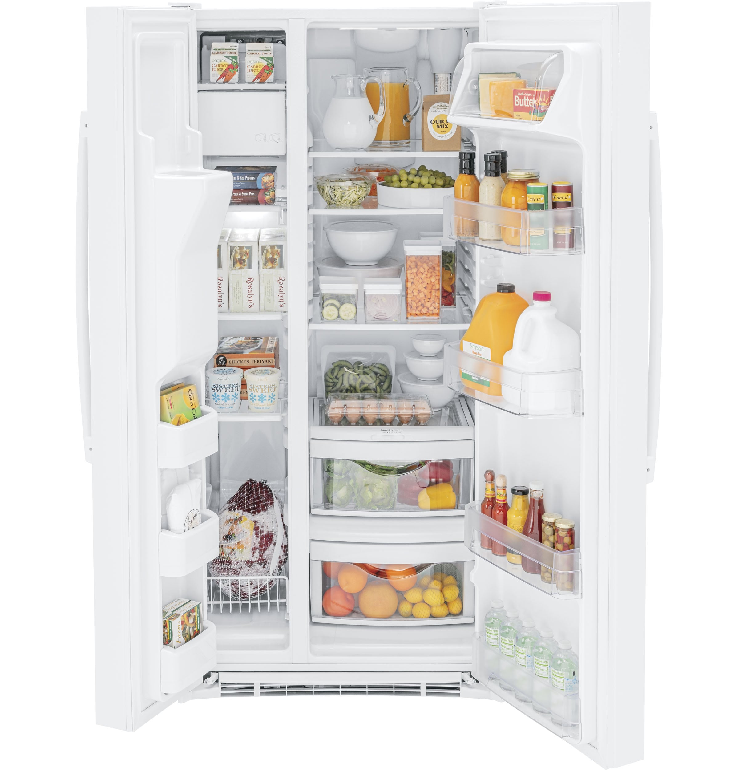 Refrigerador de 23 pies cúbicos lado a lado con fabricador de hielo, dispensador de agua y hielo (blanco) Certificado ENERGY STAR