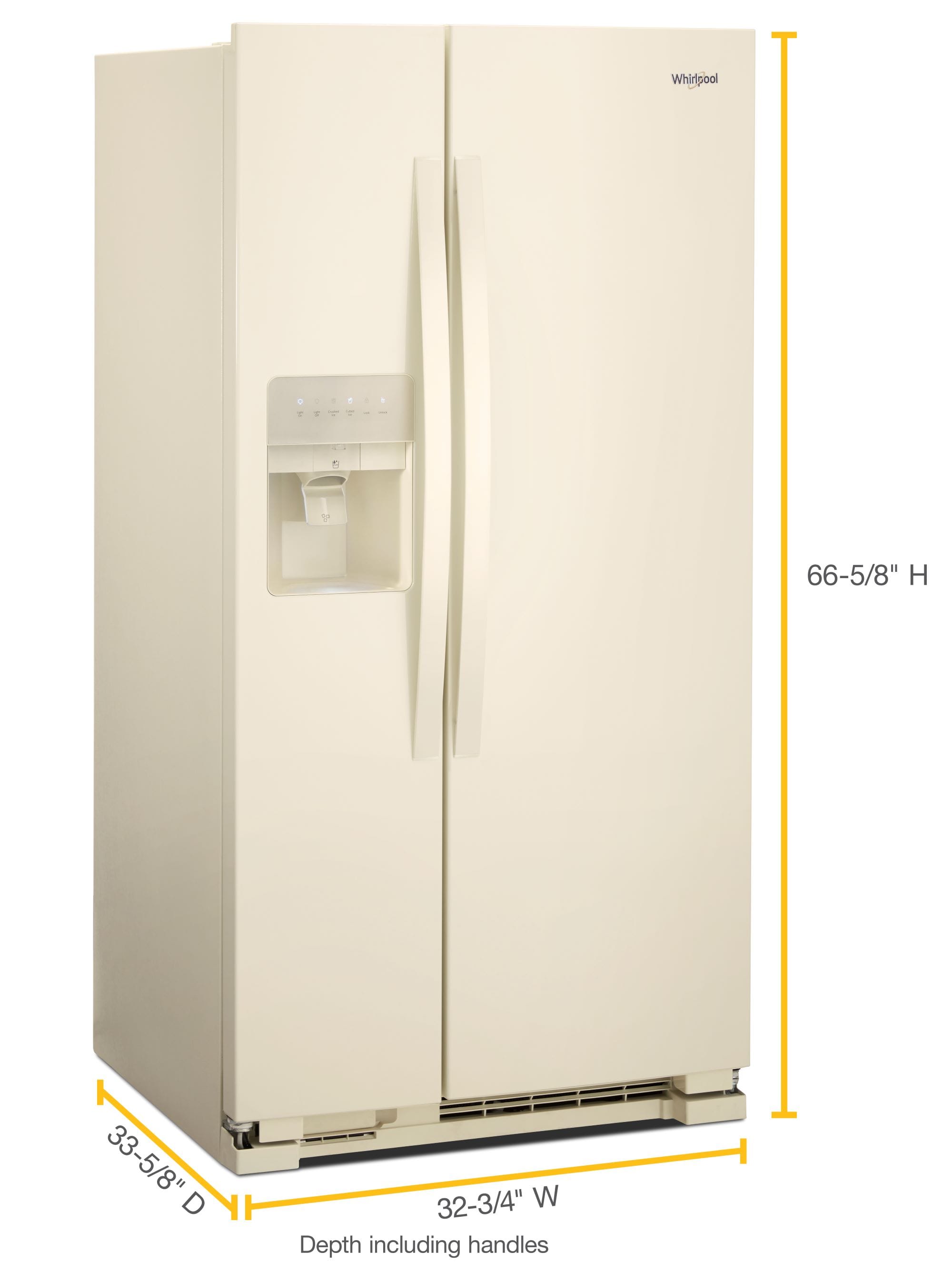 Refrigerador Whirlpool de 21.4 pies cúbicos con dispensador de hielo y agua en color galleta