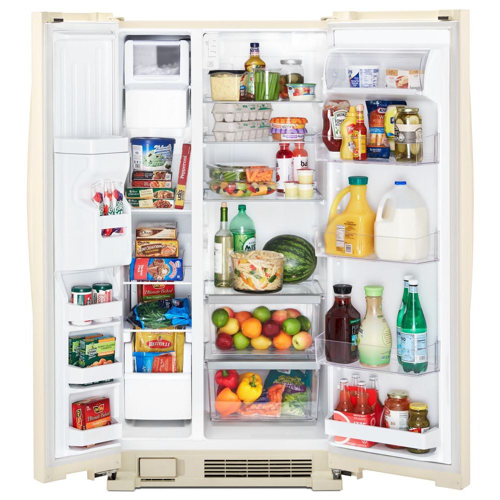 Refrigerador Whirlpool de 21.4 pies cúbicos con dispensador de hielo y agua en color galleta