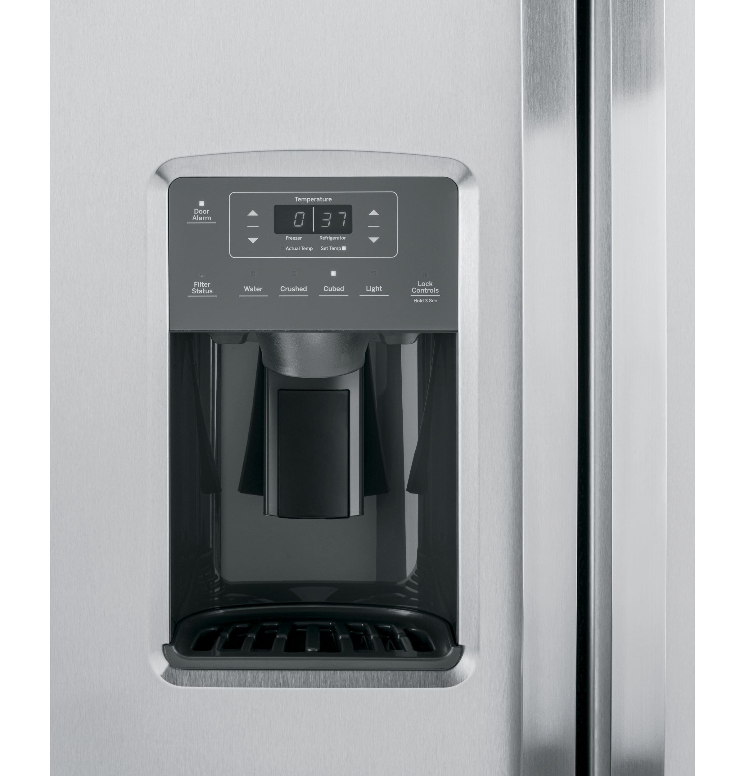 Refrigerador Side-by-Side de 23 pies cúbicos con fabricador de hielo, dispensador de agua y hielo (acero inoxidable)