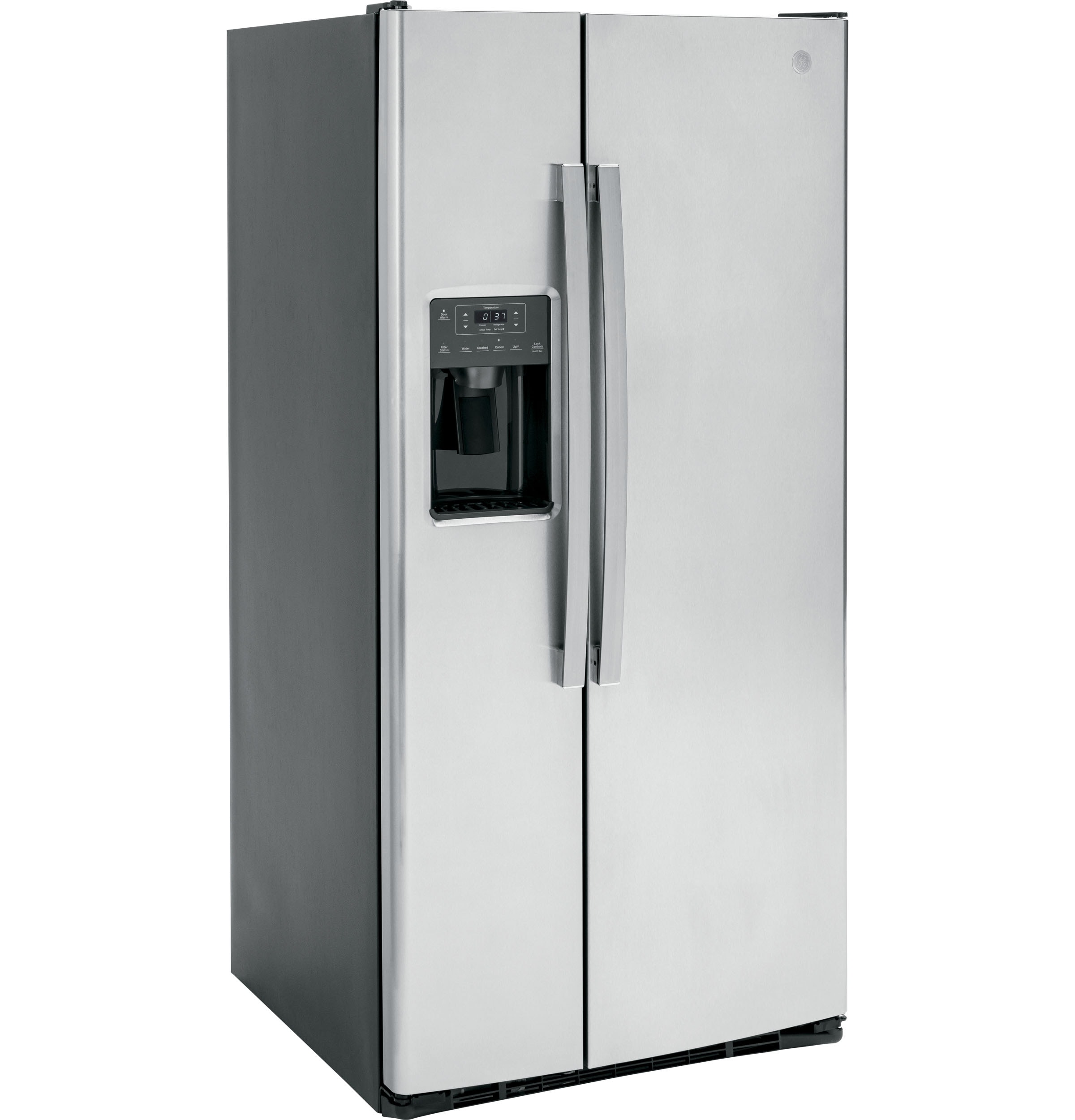 Refrigerador Side-by-Side de 23 pies cúbicos con fabricador de hielo, dispensador de agua y hielo (acero inoxidable)