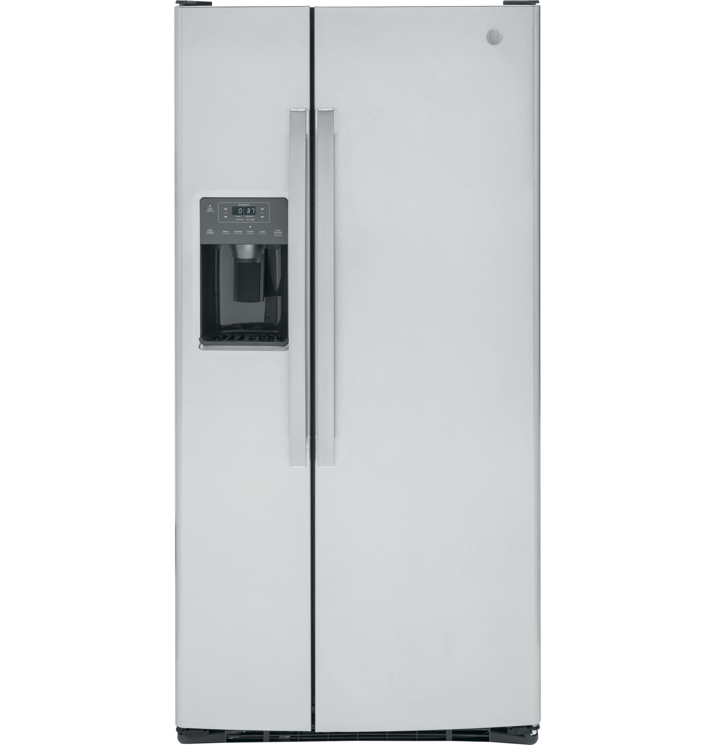 Refrigerador Side-by-Side de 23 pies cúbicos con fabricador de hielo, dispensador de agua y hielo (acero inoxidable)