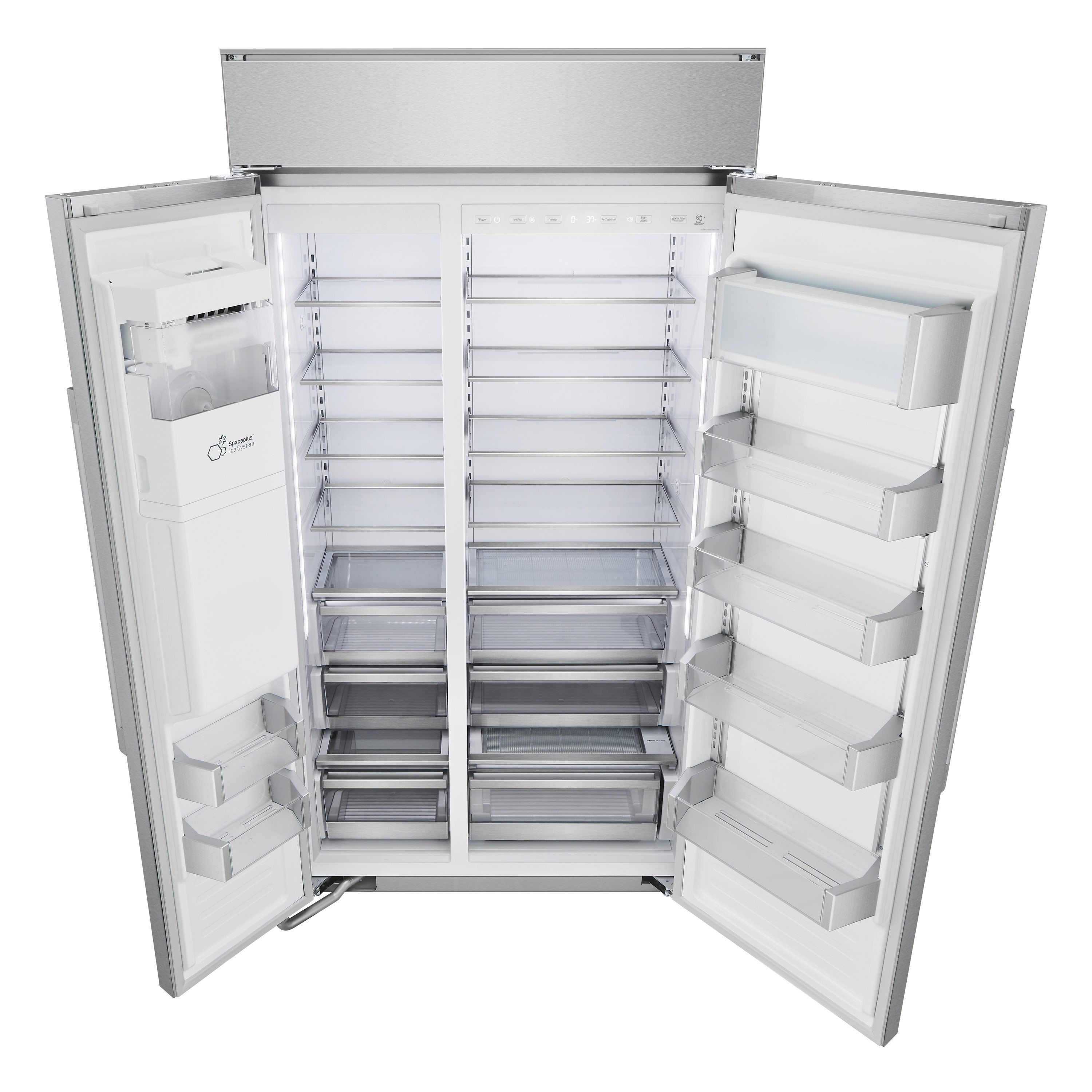 Refrigerador empotrable de puerta a puerta de 25.6 pies cúbicos de LG STUDIO con inteligencia integrada y compatible con fabricador de hielo, dispensador de agua y hielo (Acero inoxidable)