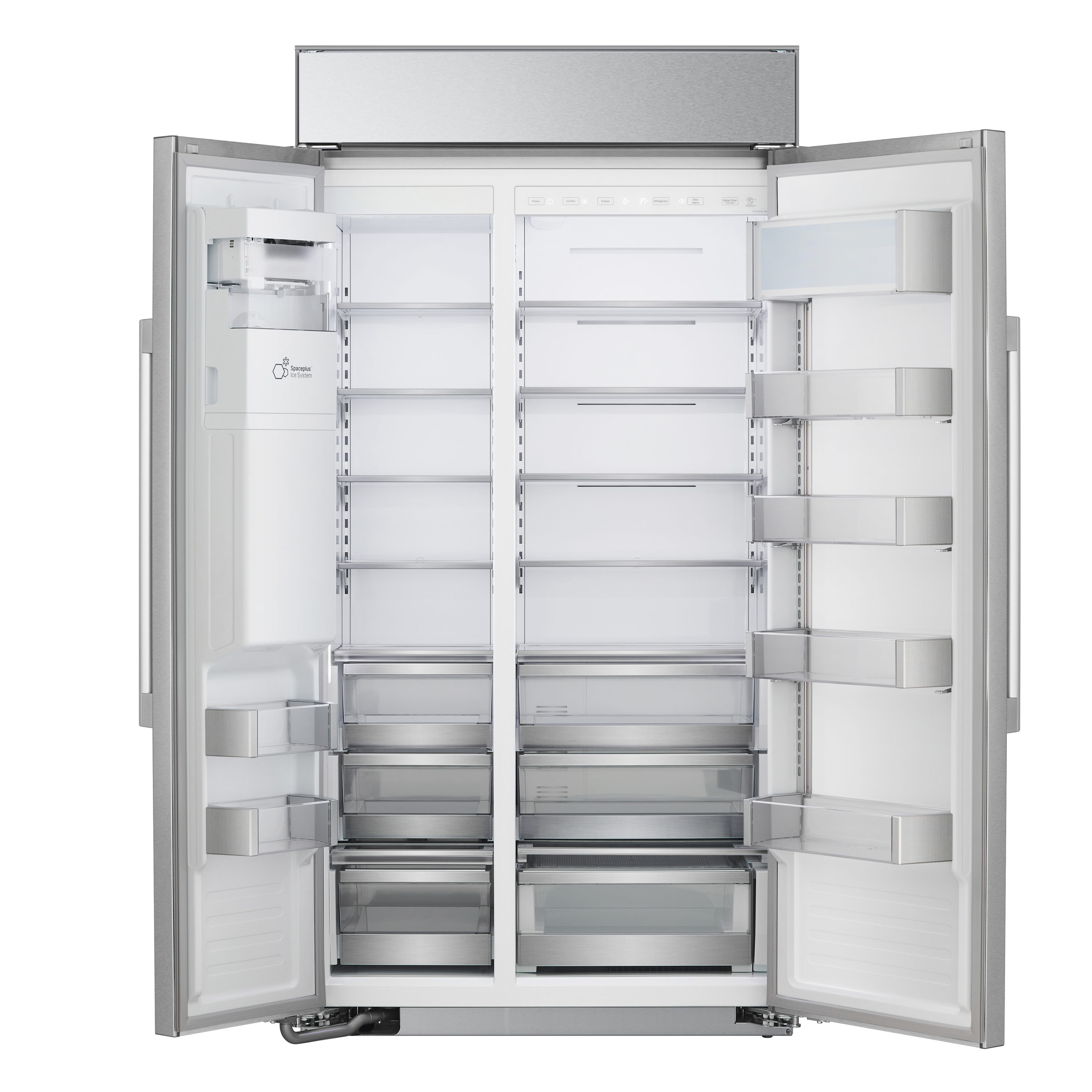 Refrigerador empotrable de puerta a puerta de 25.6 pies cúbicos de LG STUDIO con inteligencia integrada y compatible con fabricador de hielo, dispensador de agua y hielo (Acero inoxidable)