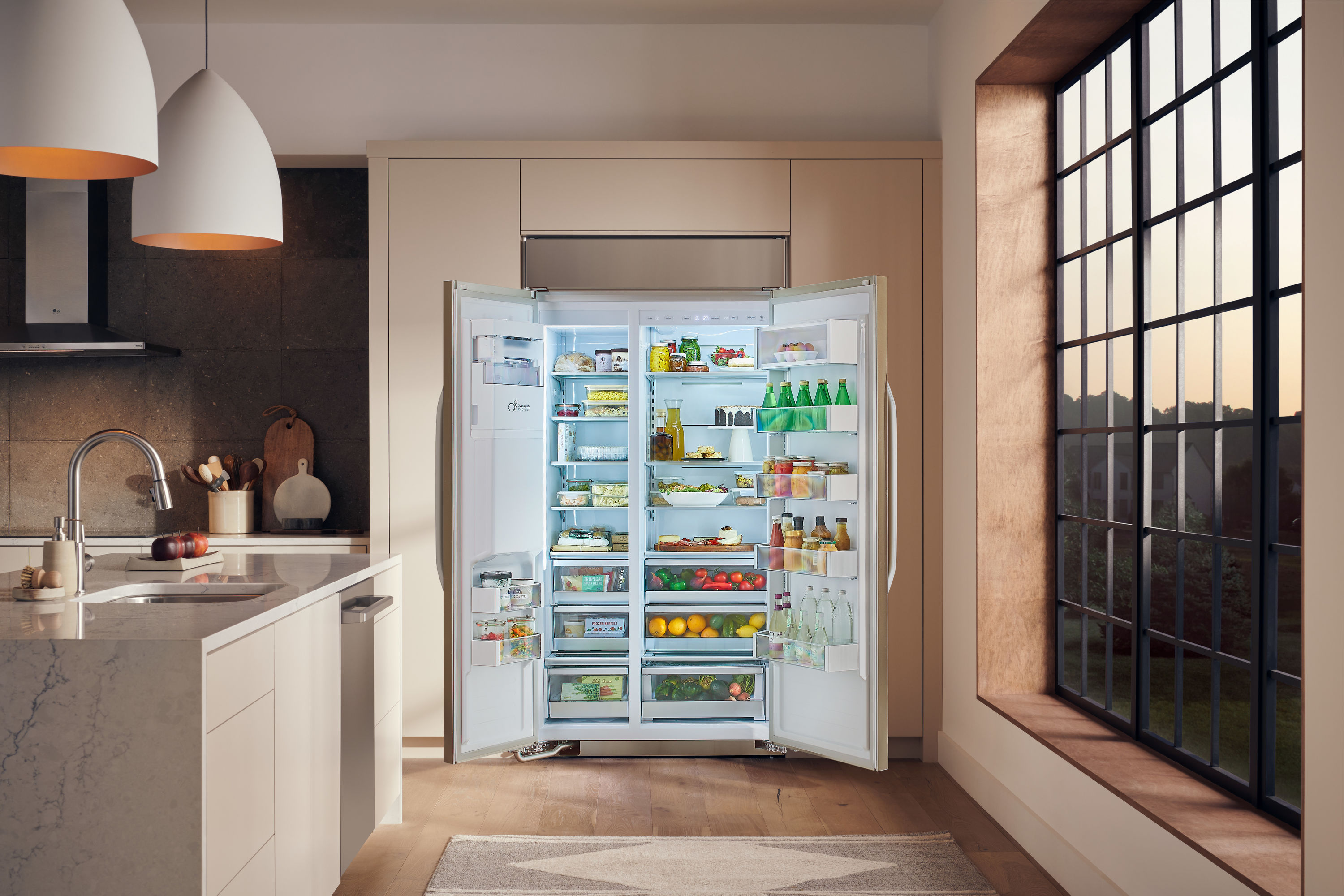 Refrigerador empotrable de puerta a puerta de 25.6 pies cúbicos de LG STUDIO con inteligencia integrada y compatible con fabricador de hielo, dispensador de agua y hielo (Acero inoxidable)