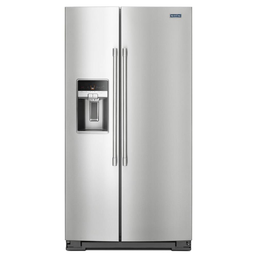 Refrigerador Maytag de 20.6 pies cúbicos estilo americano con dispensador de hielo y agua en acero inoxidable resistente a huellas digitales - MSC21C6MFZ