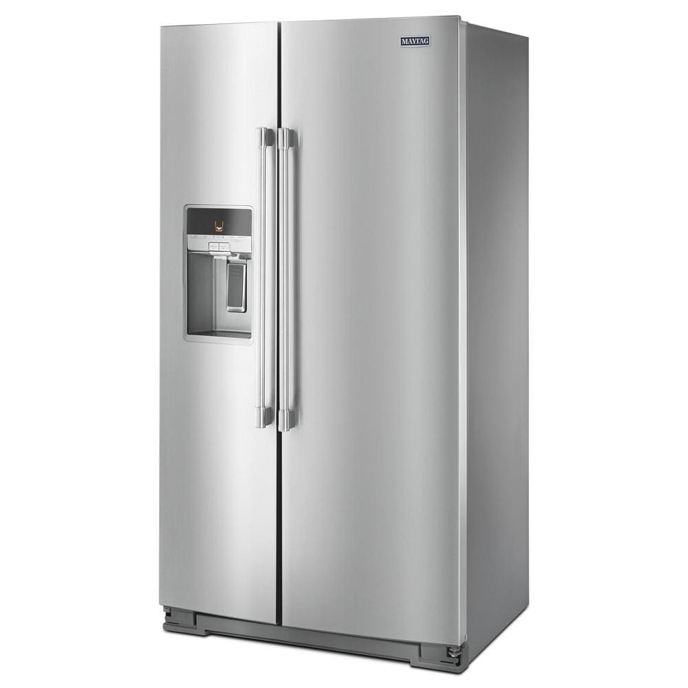 Refrigerador Maytag de 20.6 pies cúbicos estilo americano con dispensador de hielo y agua en acero inoxidable resistente a huellas digitales - MSC21C6MFZ
