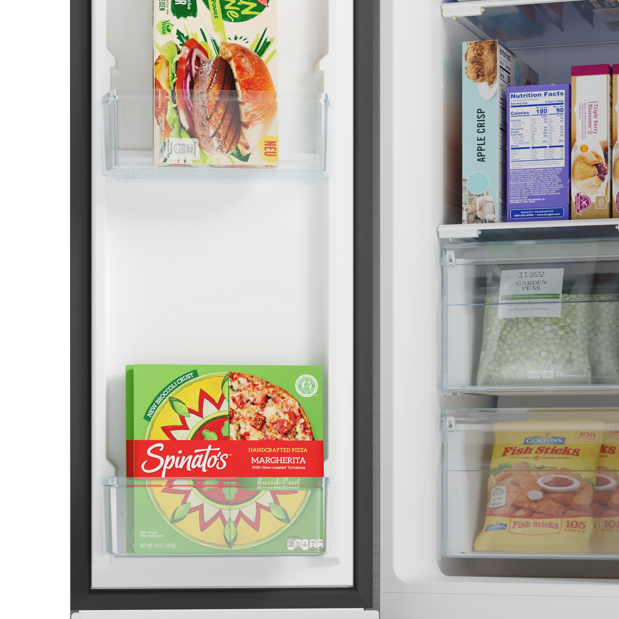 Refrigerador Side-by-Side de 20 pies cúbicos de profundidad de mostrador con fabricador de hielo, dispensador de agua e hielo (acero inoxidable) Certificado ENERGY STAR