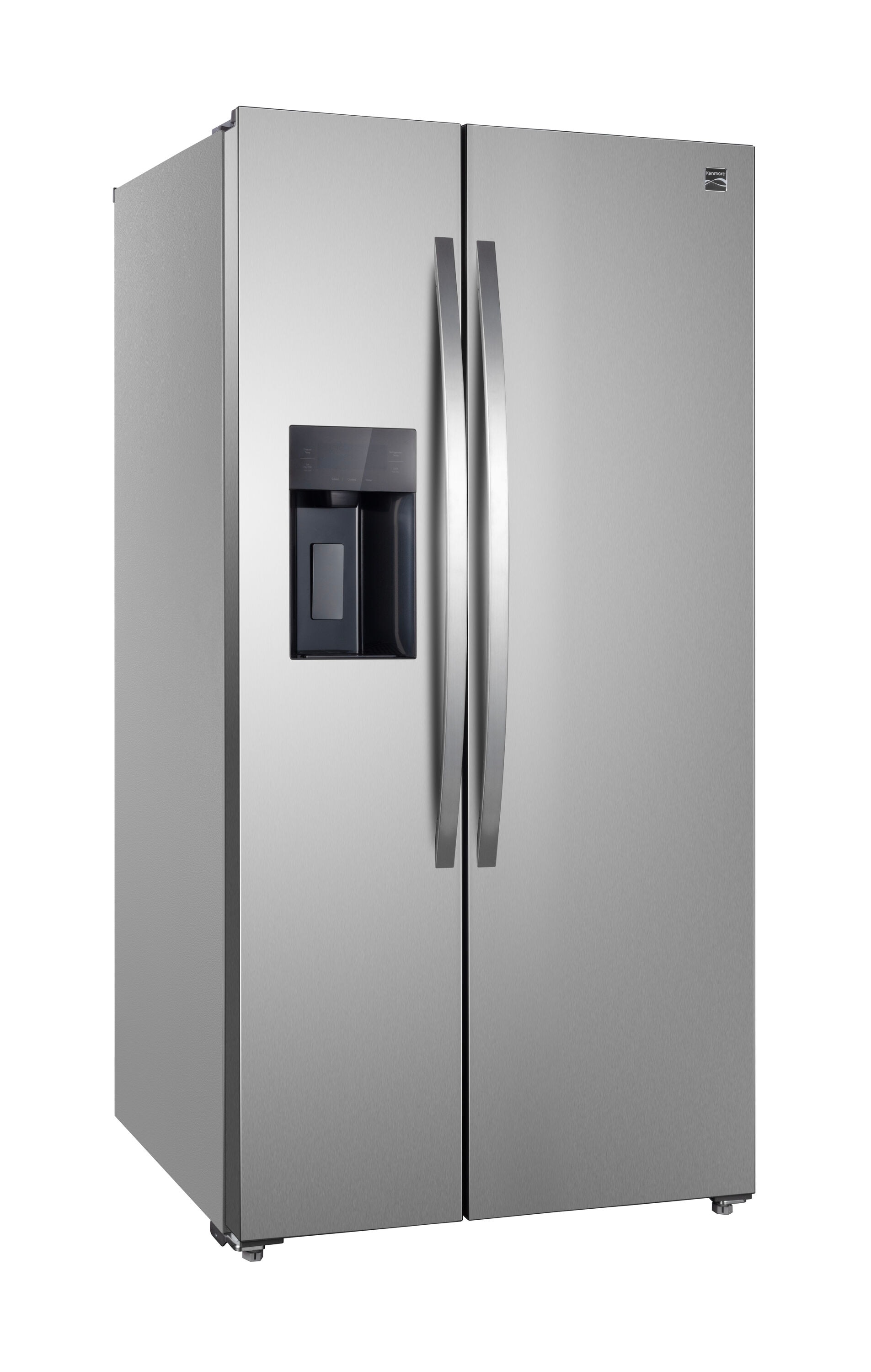 Refrigerador Side-by-Side de 20 pies cúbicos de profundidad de mostrador con fabricador de hielo, dispensador de agua e hielo (acero inoxidable) Certificado ENERGY STAR