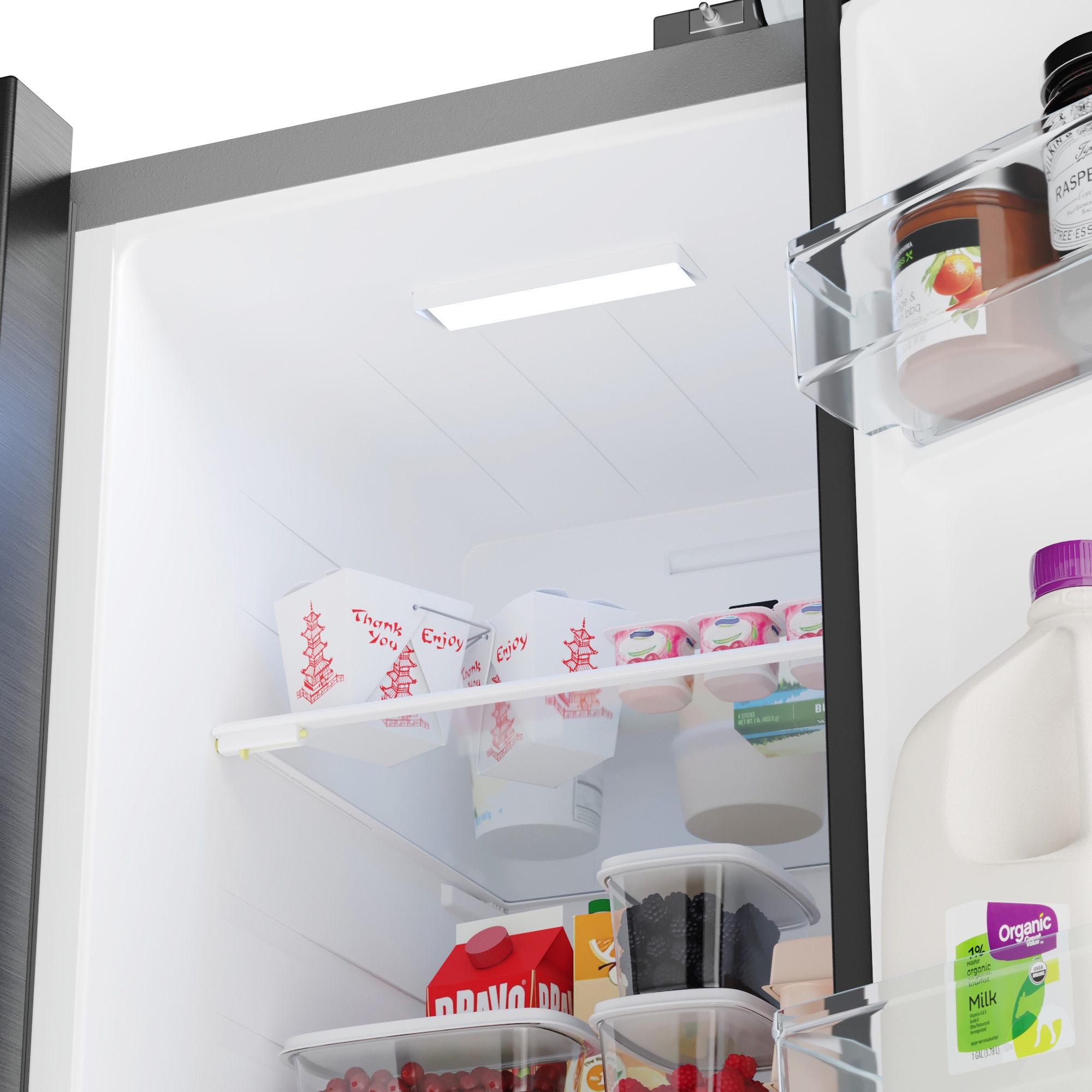 Refrigerador Side-by-Side de 20 pies cúbicos de profundidad de mostrador con fabricador de hielo, dispensador de agua e hielo (acero inoxidable) Certificado ENERGY STAR
