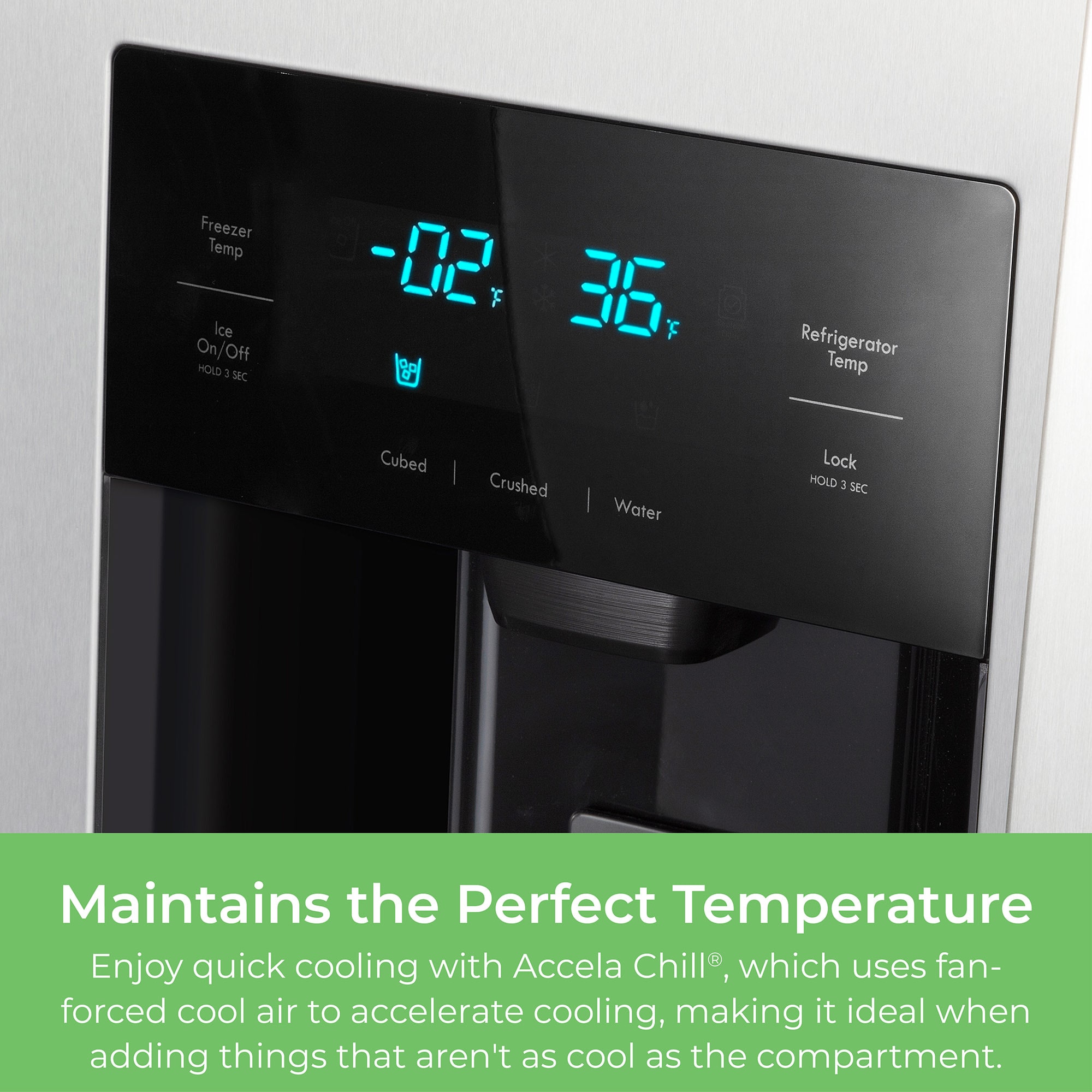Refrigerador Side-by-Side de 20 pies cúbicos de profundidad de mostrador con fabricador de hielo, dispensador de agua e hielo (acero inoxidable) Certificado ENERGY STAR