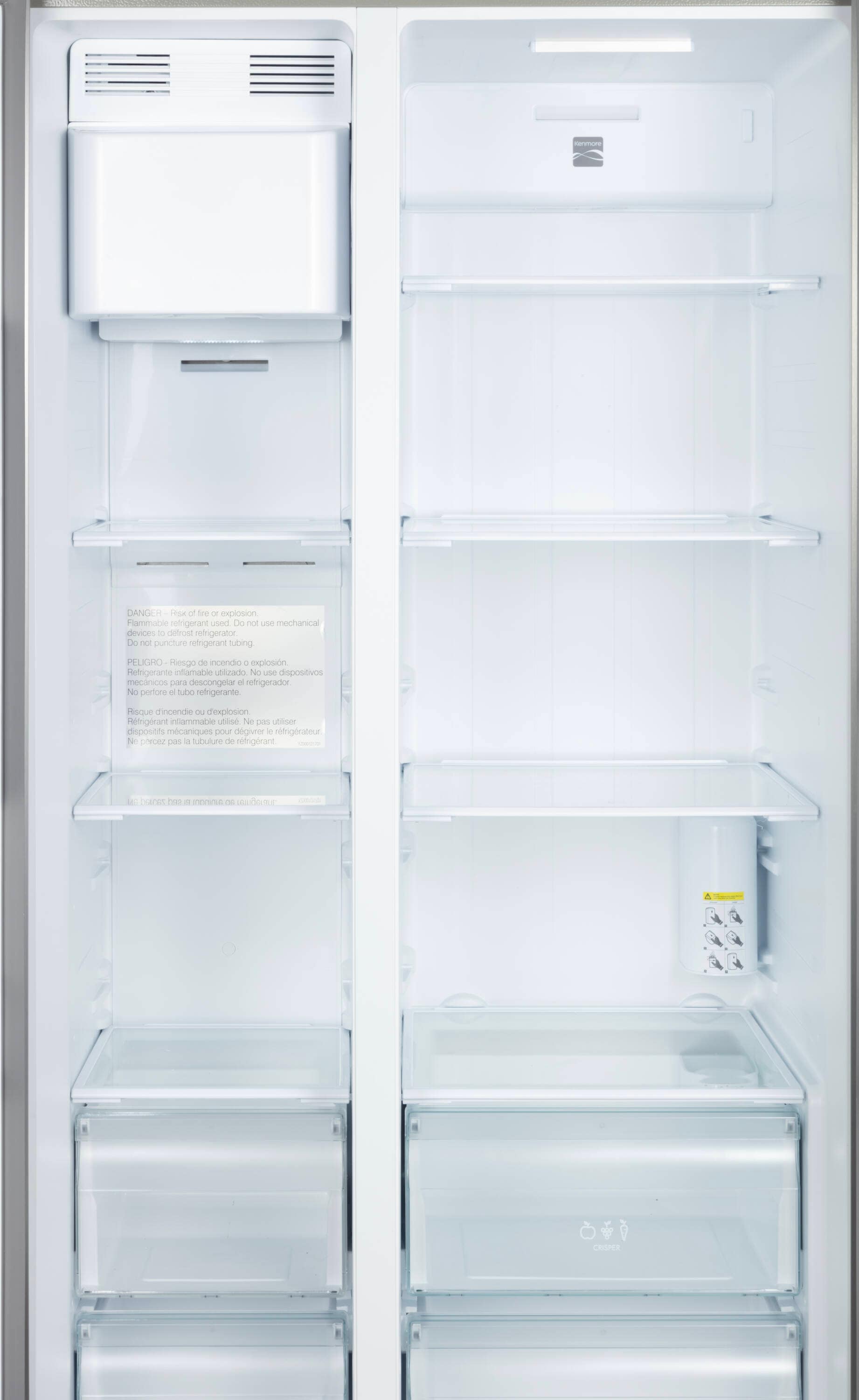 Refrigerador Side-by-Side de 20 pies cúbicos de profundidad de mostrador con fabricador de hielo, dispensador de agua e hielo (acero inoxidable) Certificado ENERGY STAR
