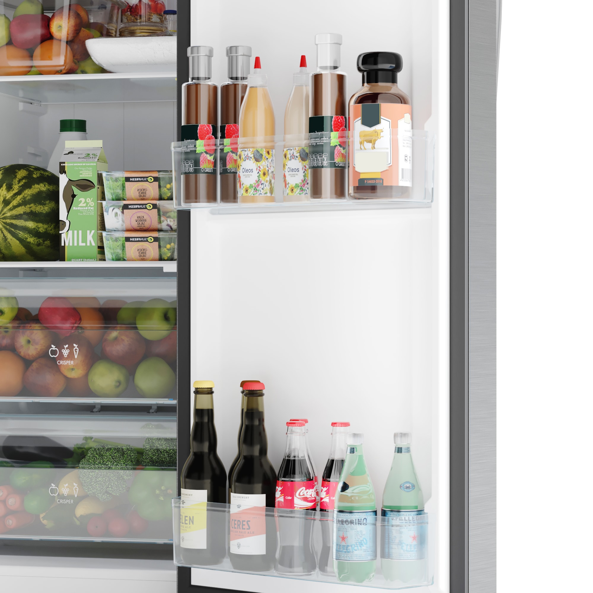 Refrigerador Side-by-Side de 20 pies cúbicos de profundidad de mostrador con fabricador de hielo, dispensador de agua e hielo (acero inoxidable) Certificado ENERGY STAR