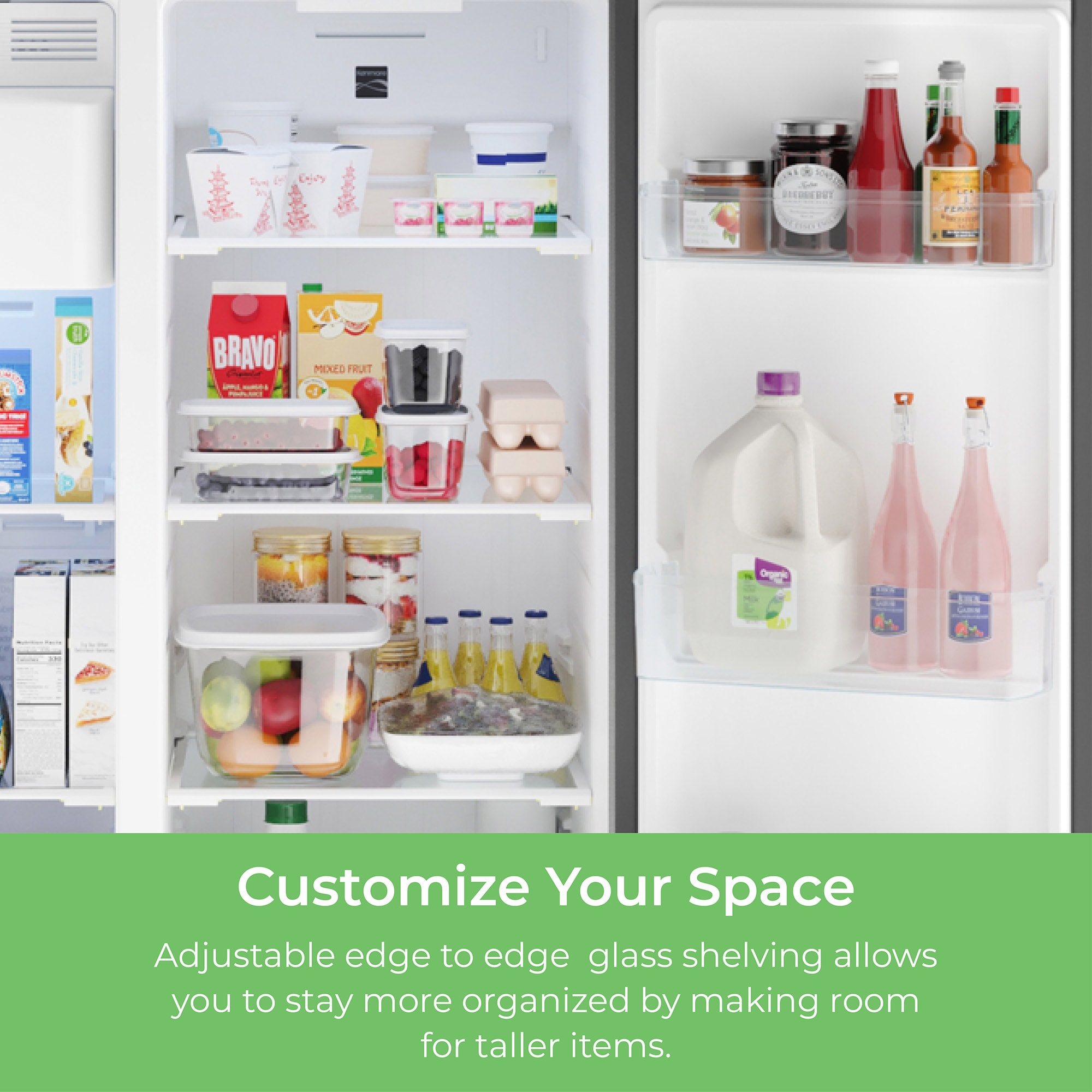 Refrigerador Side-by-Side de 20 pies cúbicos de profundidad de mostrador con fabricador de hielo, dispensador de agua e hielo (acero inoxidable) Certificado ENERGY STAR