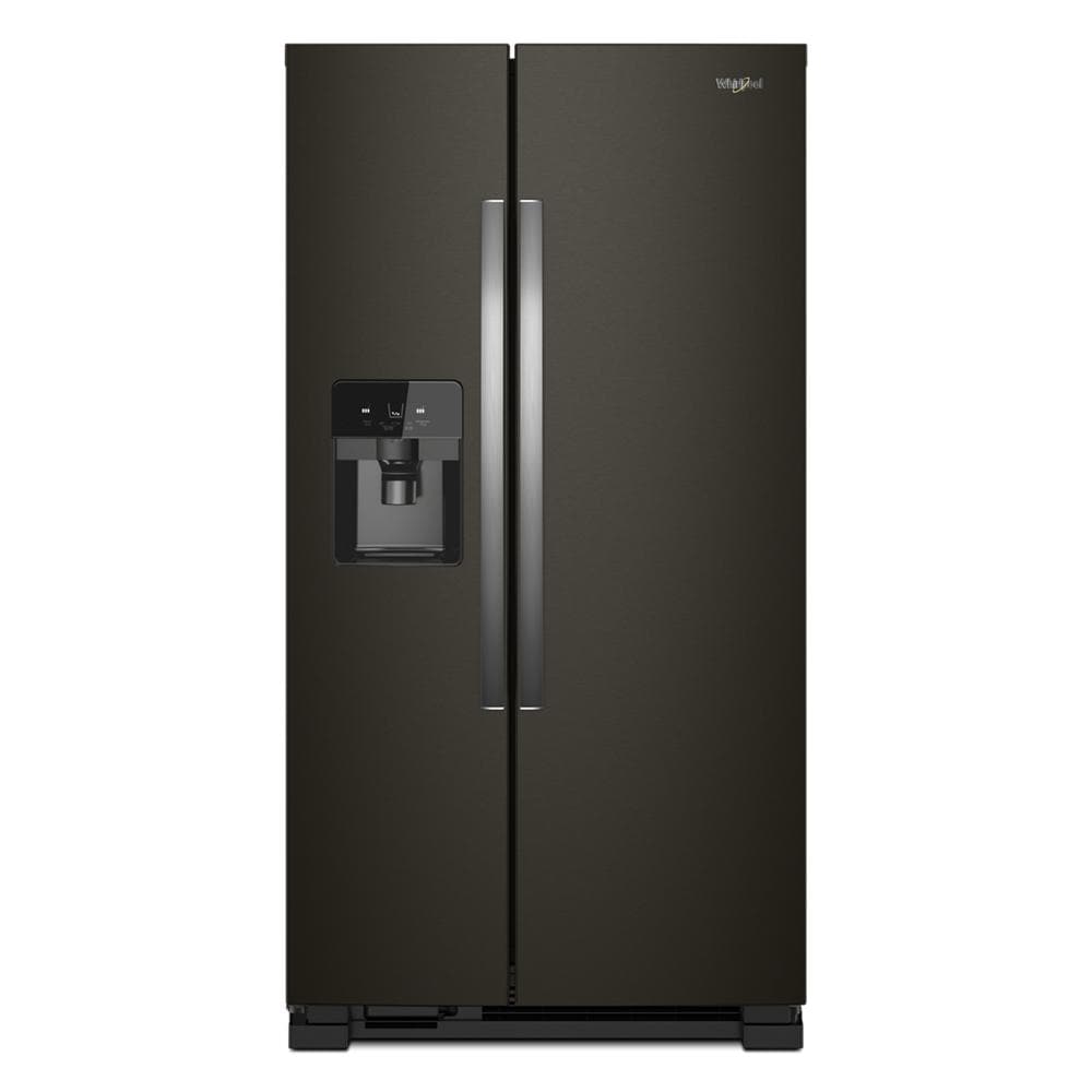 Refrigerador lado a lado Whirlpool de 24.5 pies cúbicos con fabricador de hielo, dispensador de agua y hielo (acero inoxidable negro resistente a las huellas dactilares) WRS555SIHV