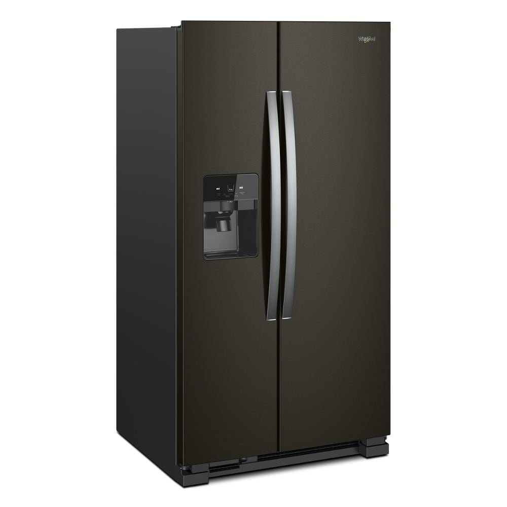 Refrigerador lado a lado Whirlpool de 24.5 pies cúbicos con fabricador de hielo, dispensador de agua y hielo (acero inoxidable negro resistente a las huellas dactilares) WRS555SIHV