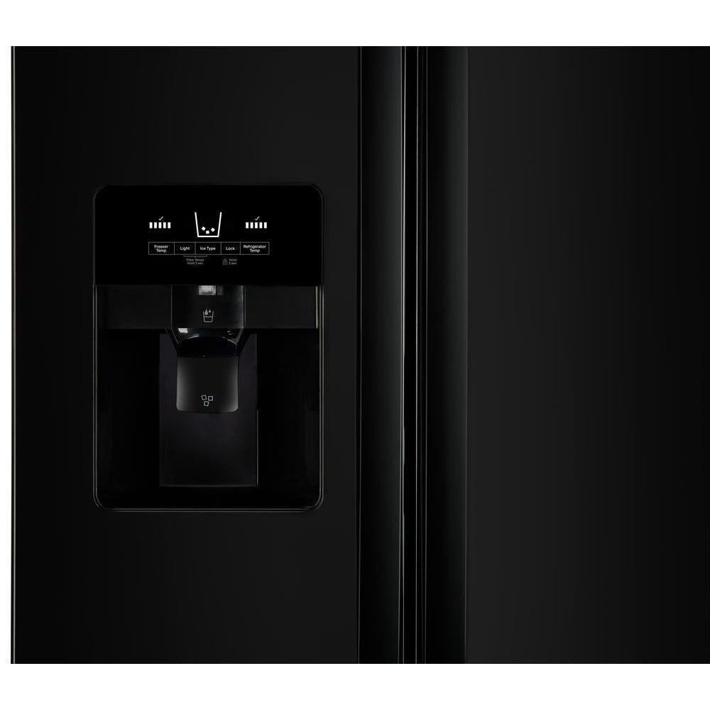 Refrigerador lado a lado Whirlpool de 24.5 pies cúbicos con fabricador de hielo, dispensador de agua y hielo (Negro) WRS555SIHB