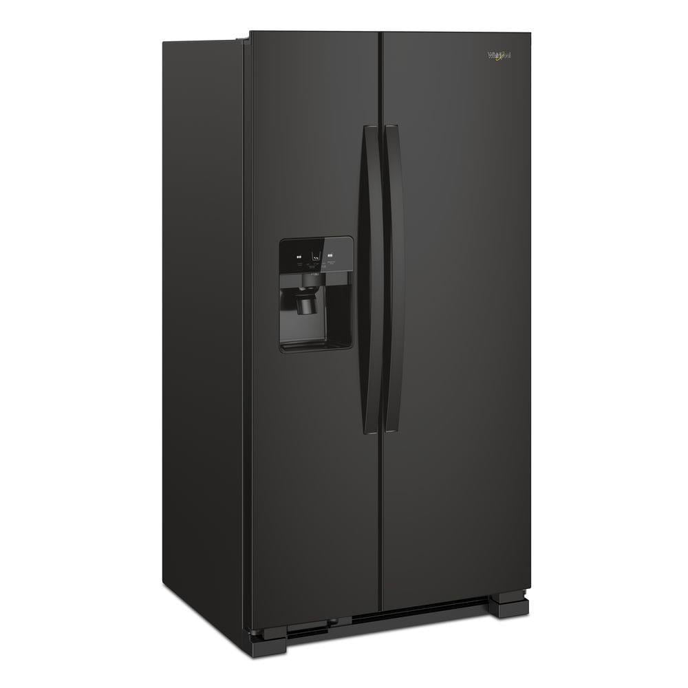 Refrigerador lado a lado Whirlpool de 24.5 pies cúbicos con fabricador de hielo, dispensador de agua y hielo (Negro) WRS555SIHB