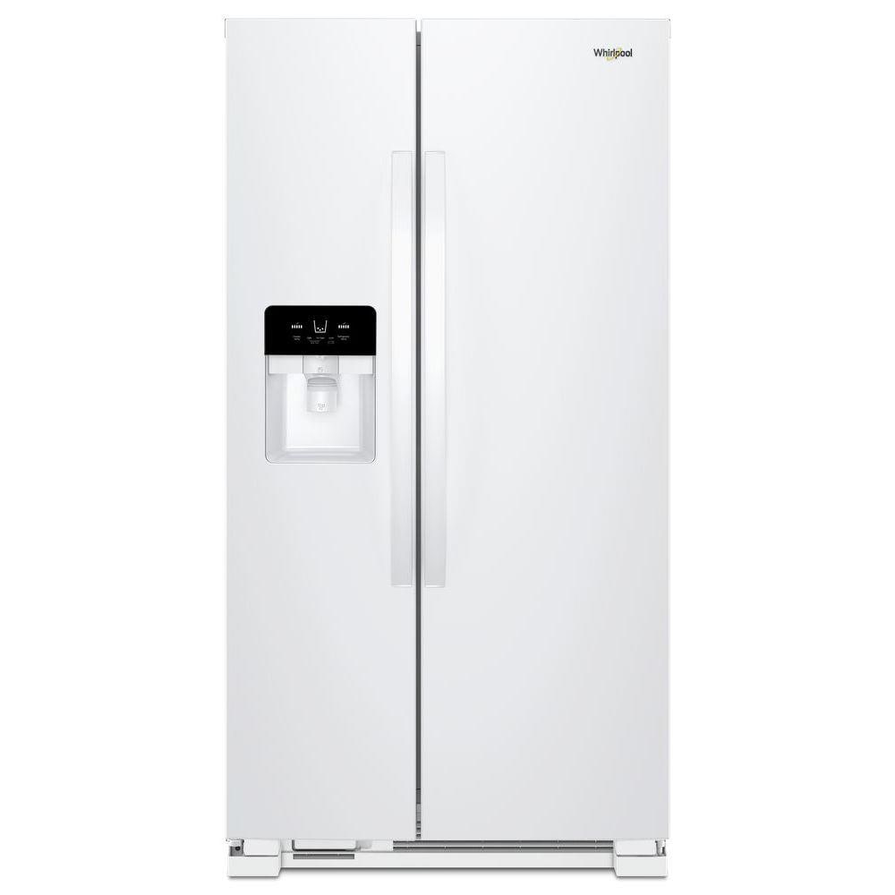Refrigerador tipo Side-by-Side de 24.5 pies cúbicos con fabricador de hielo, dispensador de agua y hielo (Blanco) WRS555SIHW de Whirlpool