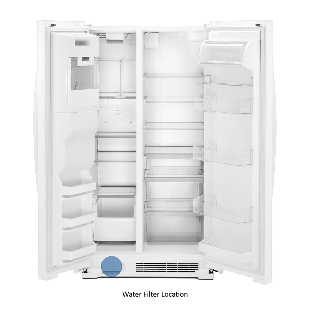 Refrigerador tipo Side-by-Side de 24.5 pies cúbicos con fabricador de hielo, dispensador de agua y hielo (Blanco) WRS555SIHW de Whirlpool