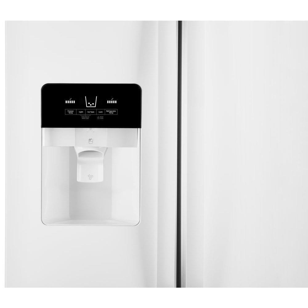 Refrigerador tipo Side-by-Side de 24.5 pies cúbicos con fabricador de hielo, dispensador de agua y hielo (Blanco) WRS555SIHW de Whirlpool