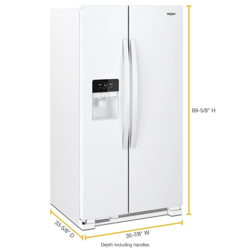 Refrigerador tipo Side-by-Side de 24.5 pies cúbicos con fabricador de hielo, dispensador de agua y hielo (Blanco) WRS555SIHW de Whirlpool