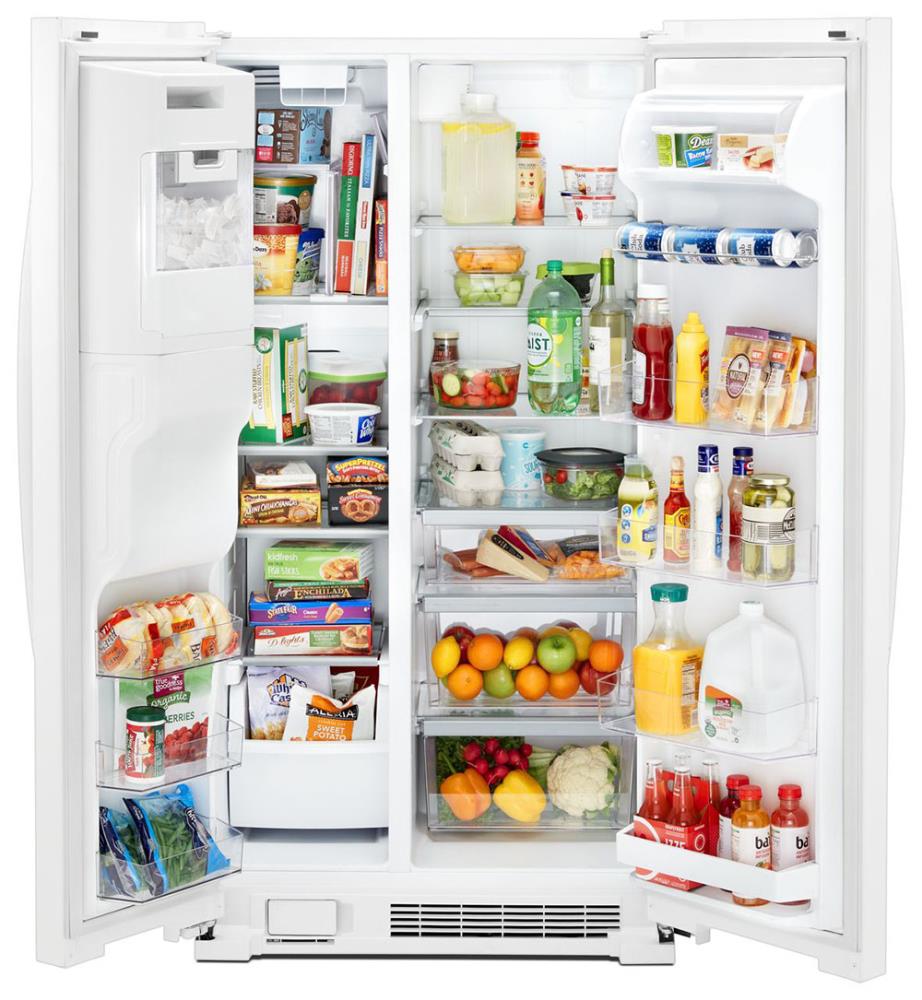 Refrigerador tipo Side-by-Side de 24.5 pies cúbicos con fabricador de hielo, dispensador de agua y hielo (Blanco) WRS555SIHW de Whirlpool