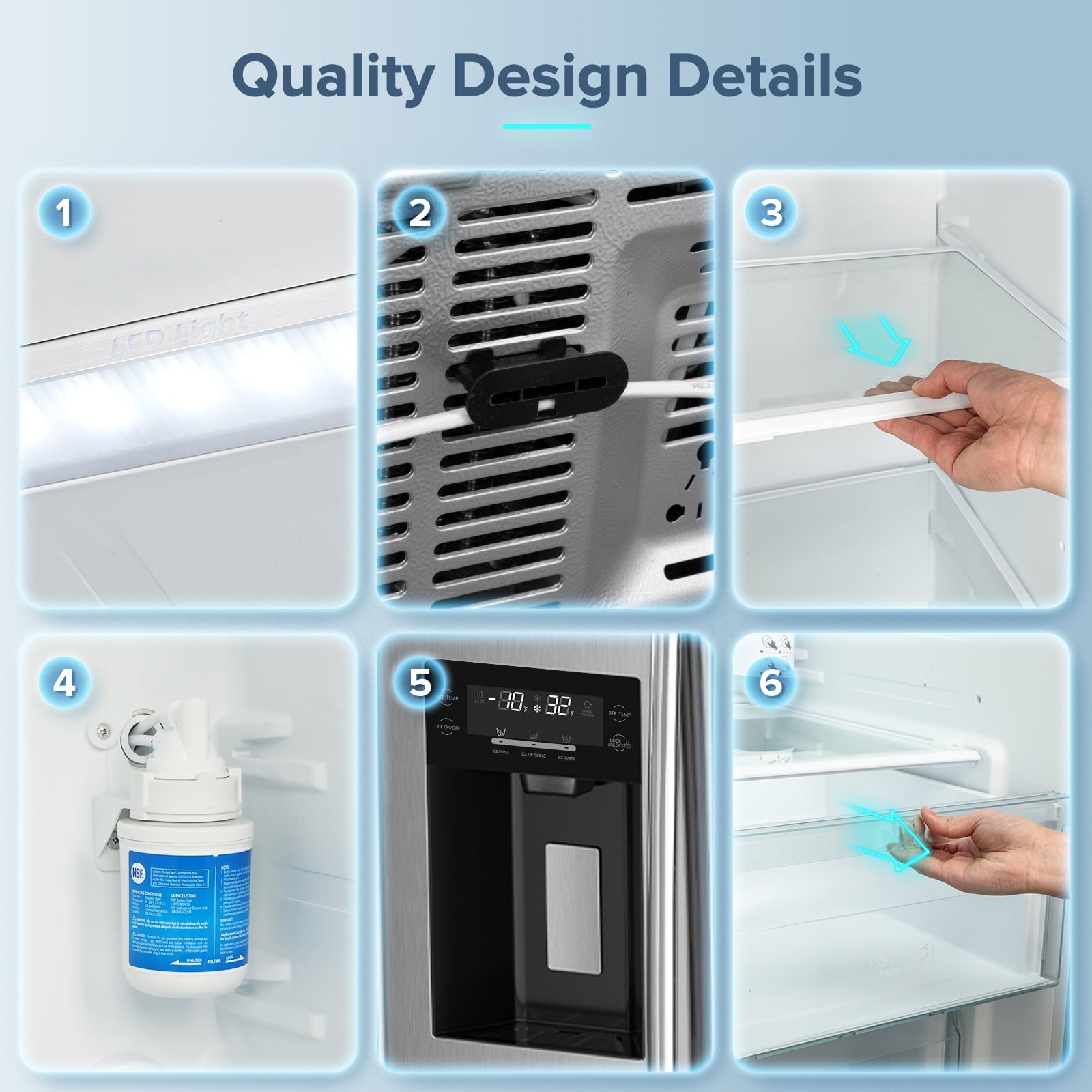 Refrigerador de 20.01 pies cúbicos de profundidad de mostrador con dispensador de hielo, agua y hielo - Plateado