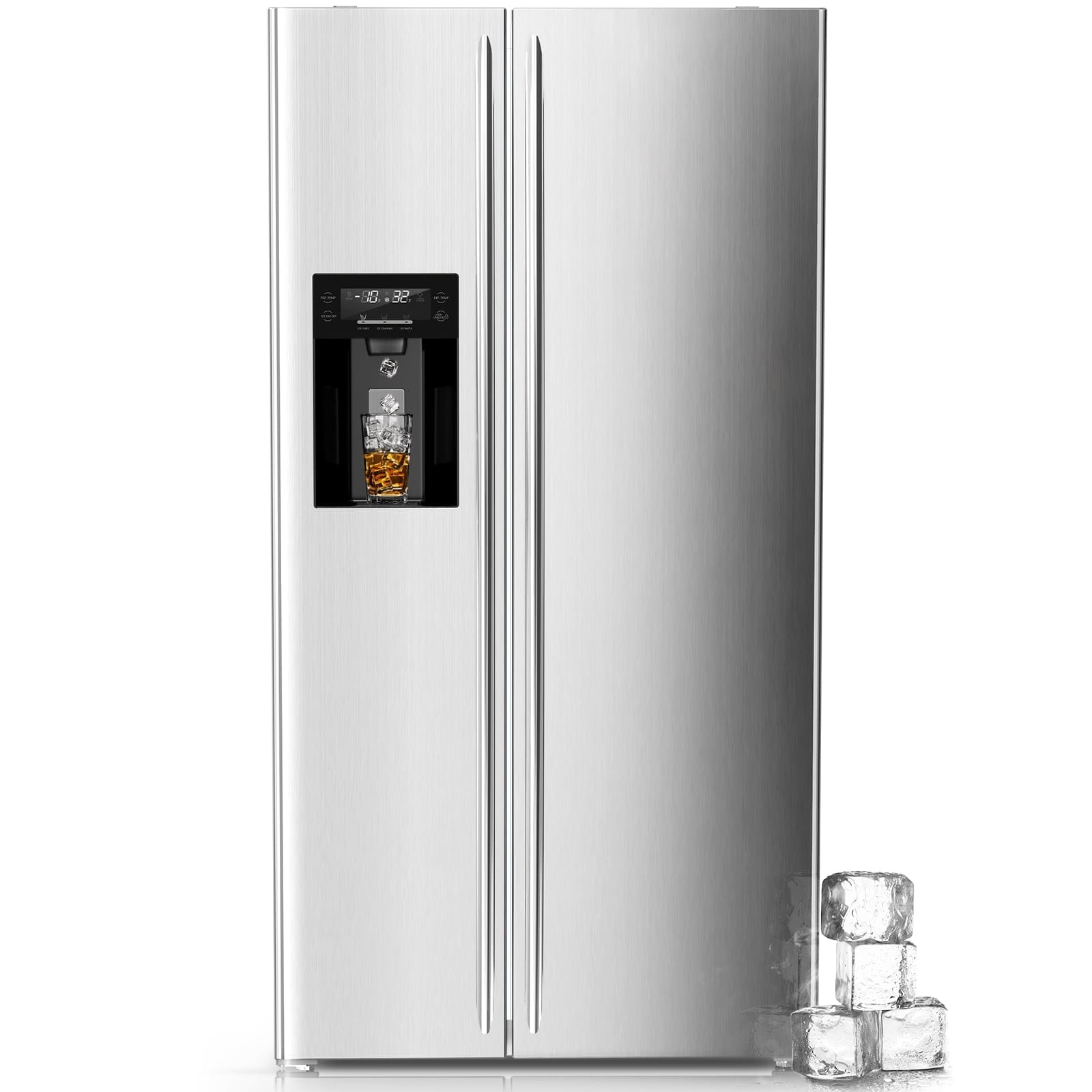 Refrigerador de 20.01 pies cúbicos de profundidad de mostrador con dispensador de hielo, agua y hielo - Plateado