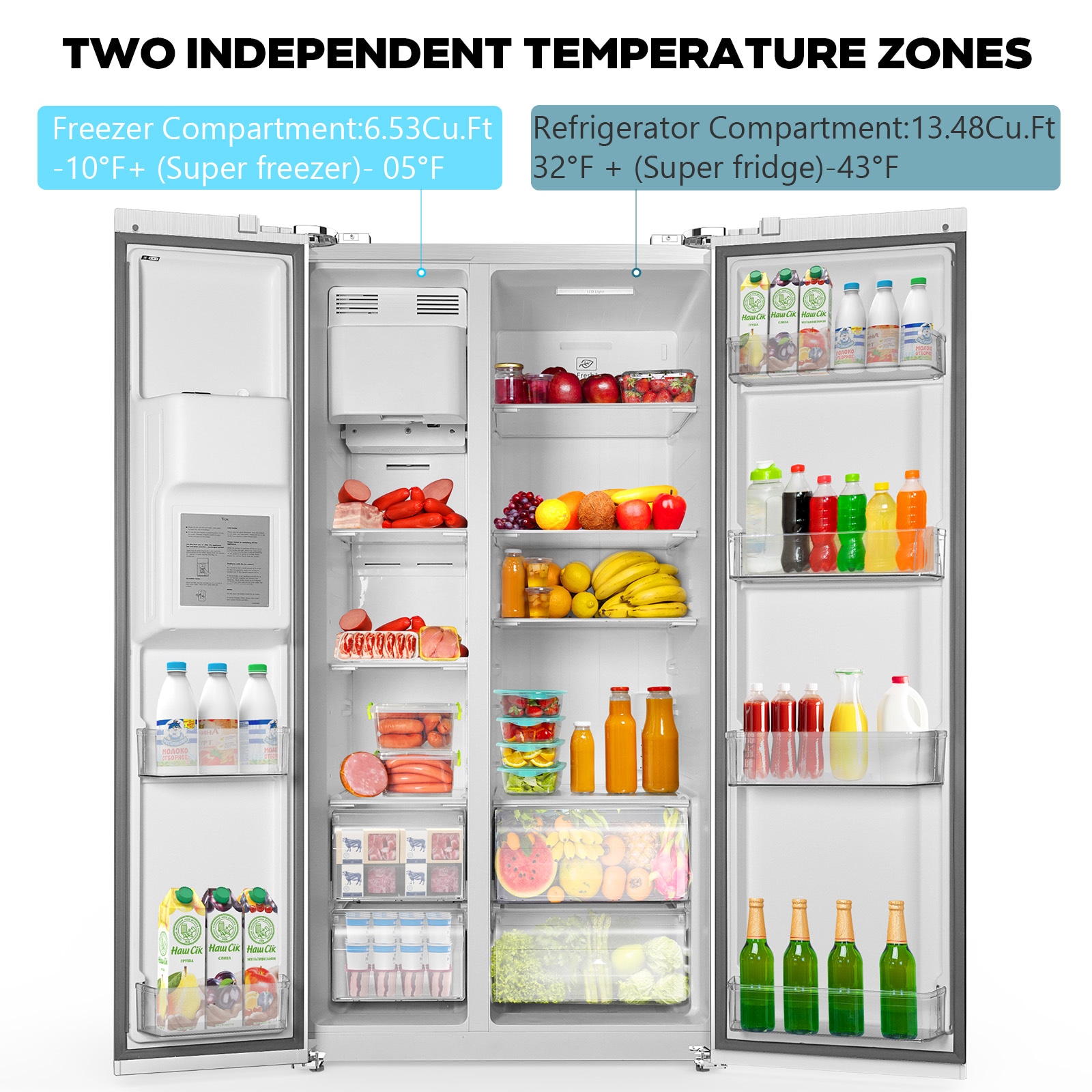 Refrigerador de 20.01 pies cúbicos de profundidad de mostrador con dispensador de hielo, agua y hielo - Plateado