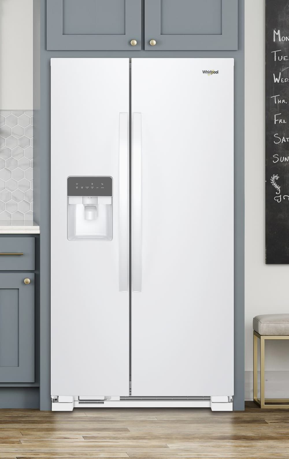 Refrigerador lado a lado Whirlpool de 24.6 pies cúbicos con fabricador de hielo, dispensador de agua y hielo (Blanco) Certificado ENERGY STAR WRS335SDHW