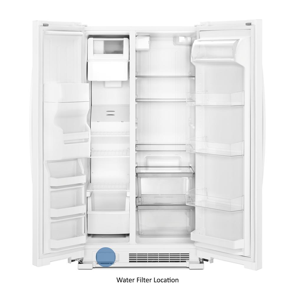 Refrigerador lado a lado Whirlpool de 24.6 pies cúbicos con fabricador de hielo, dispensador de agua y hielo (Blanco) Certificado ENERGY STAR WRS335SDHW