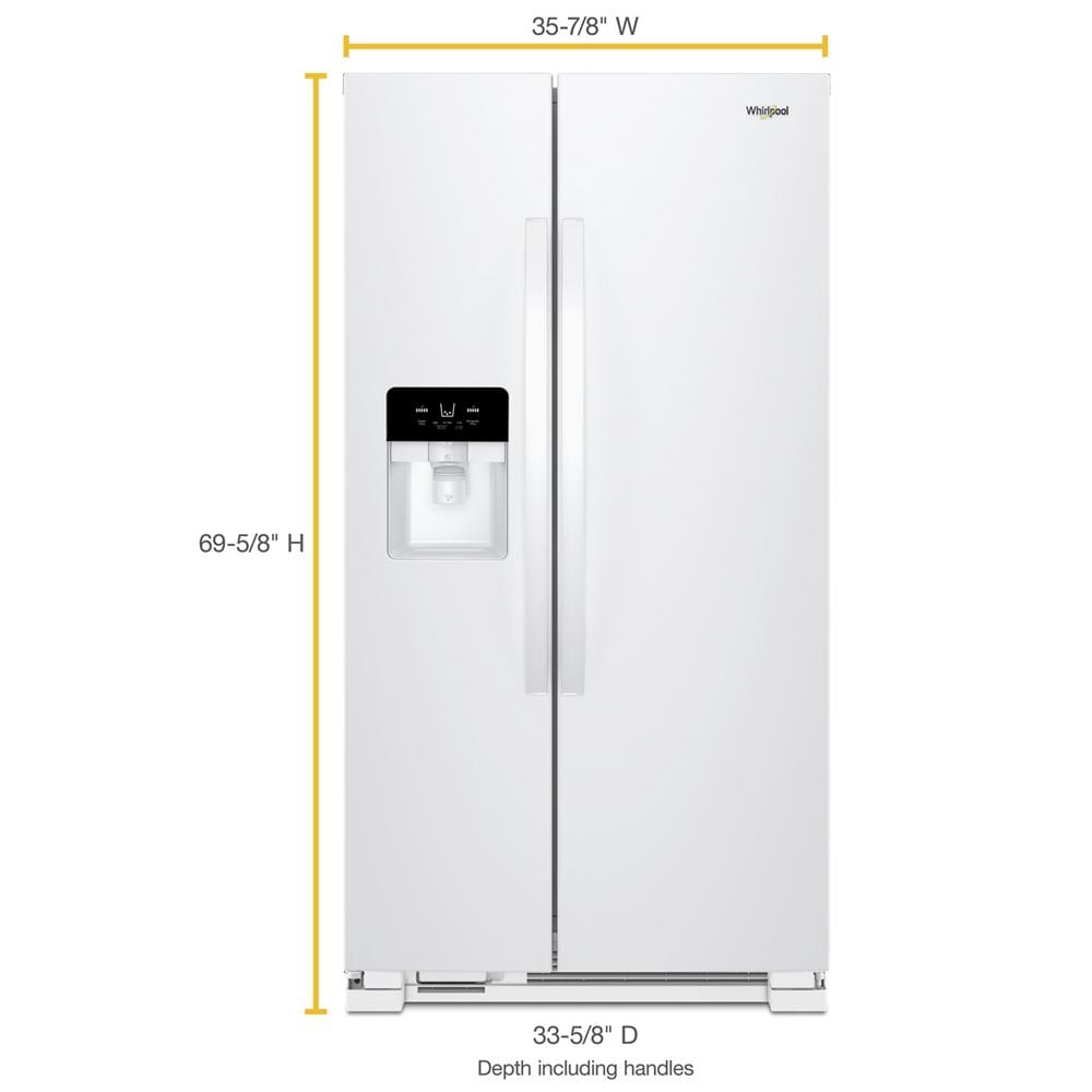 Refrigerador lado a lado Whirlpool de 24.6 pies cúbicos con fabricador de hielo, dispensador de agua y hielo (Blanco) Certificado ENERGY STAR WRS335SDHW