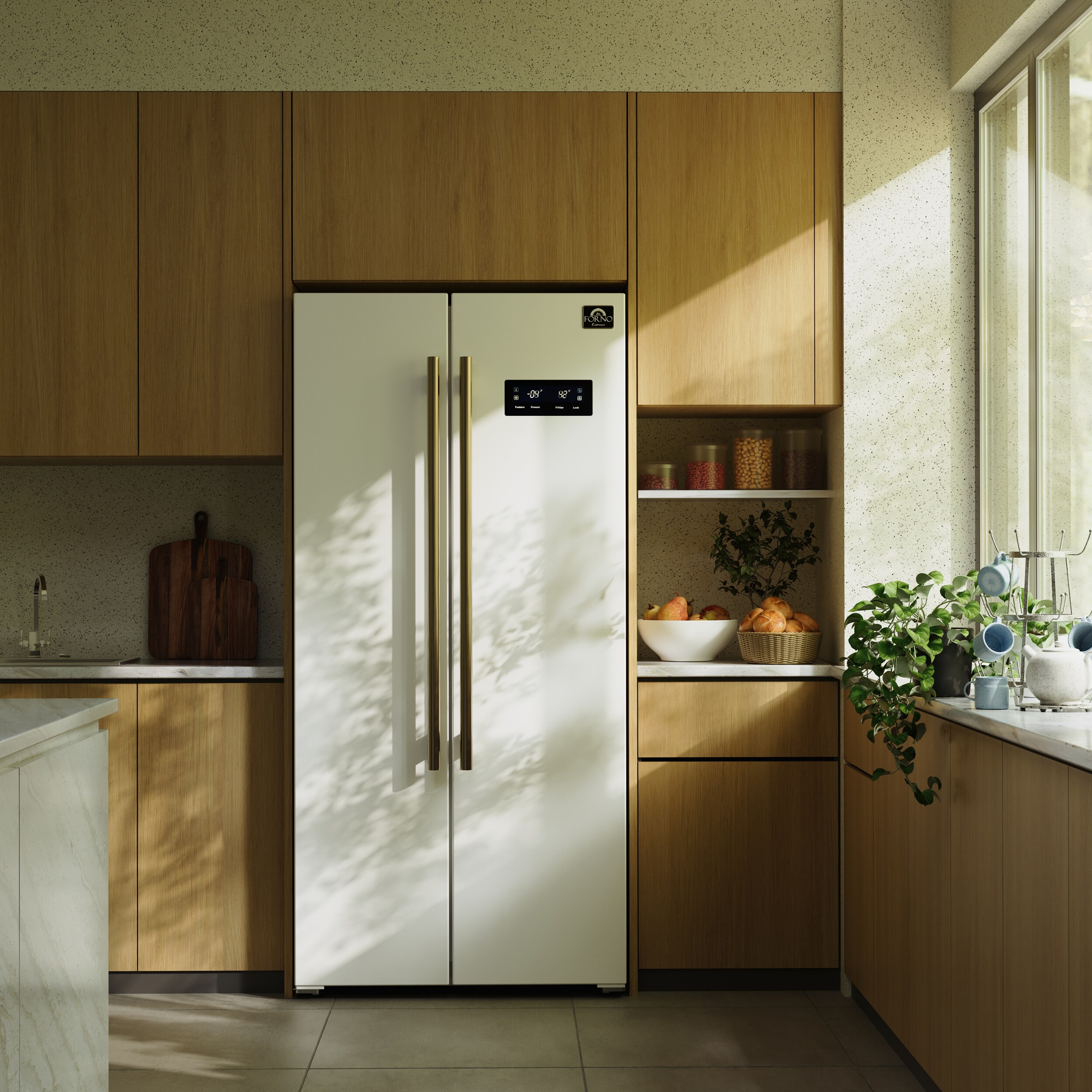 Refrigerador de lado a lado FORNO Salerno Espresso de 15.62 pies cúbicos de profundidad de mostrador (Blanco)