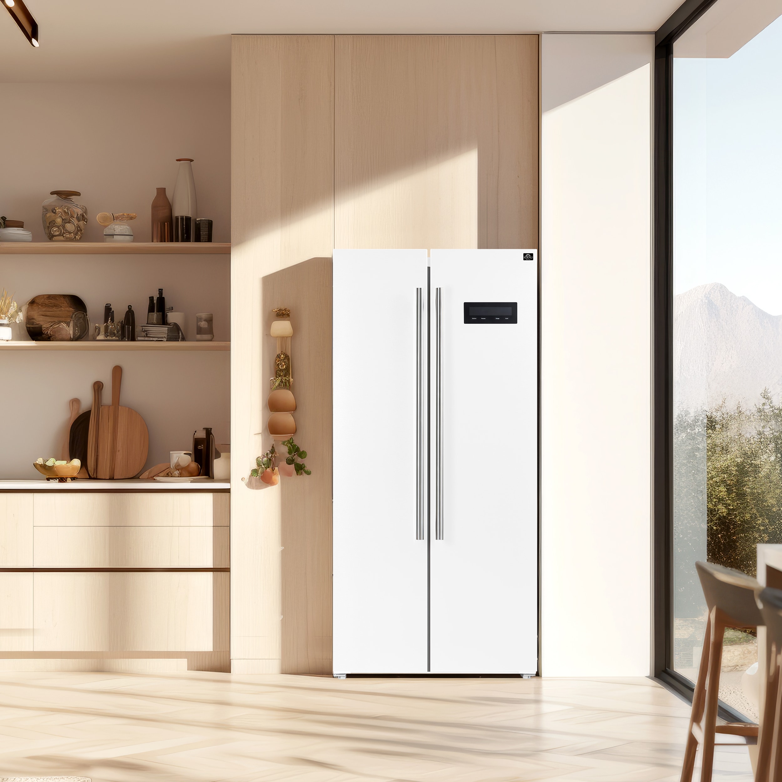 Refrigerador de lado a lado FORNO Salerno Espresso de 15.62 pies cúbicos de profundidad de mostrador (Blanco)