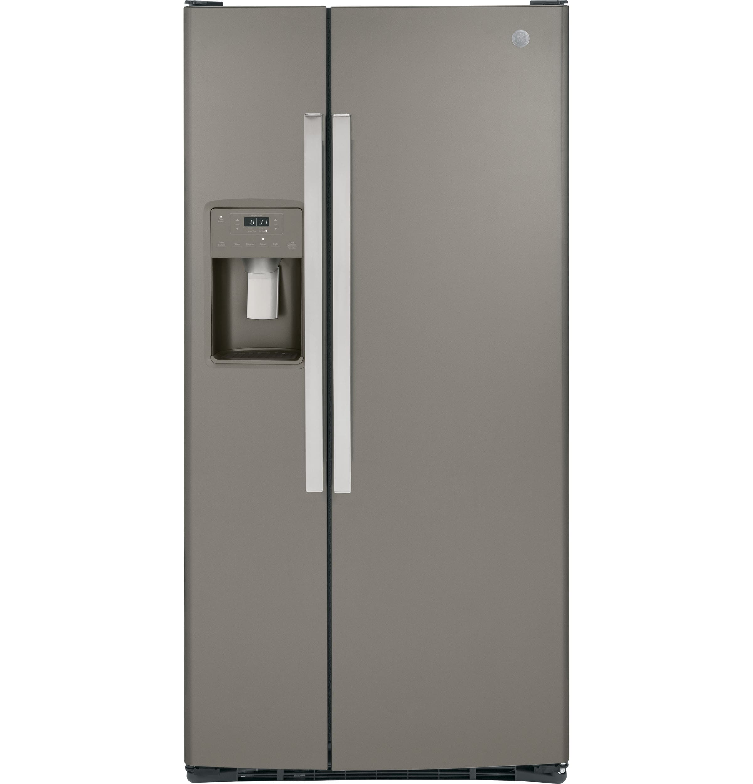 Refrigerador lado a lado de 23 pies cúbicos con fabricador de hielo, dispensador de agua y hielo (Slate)