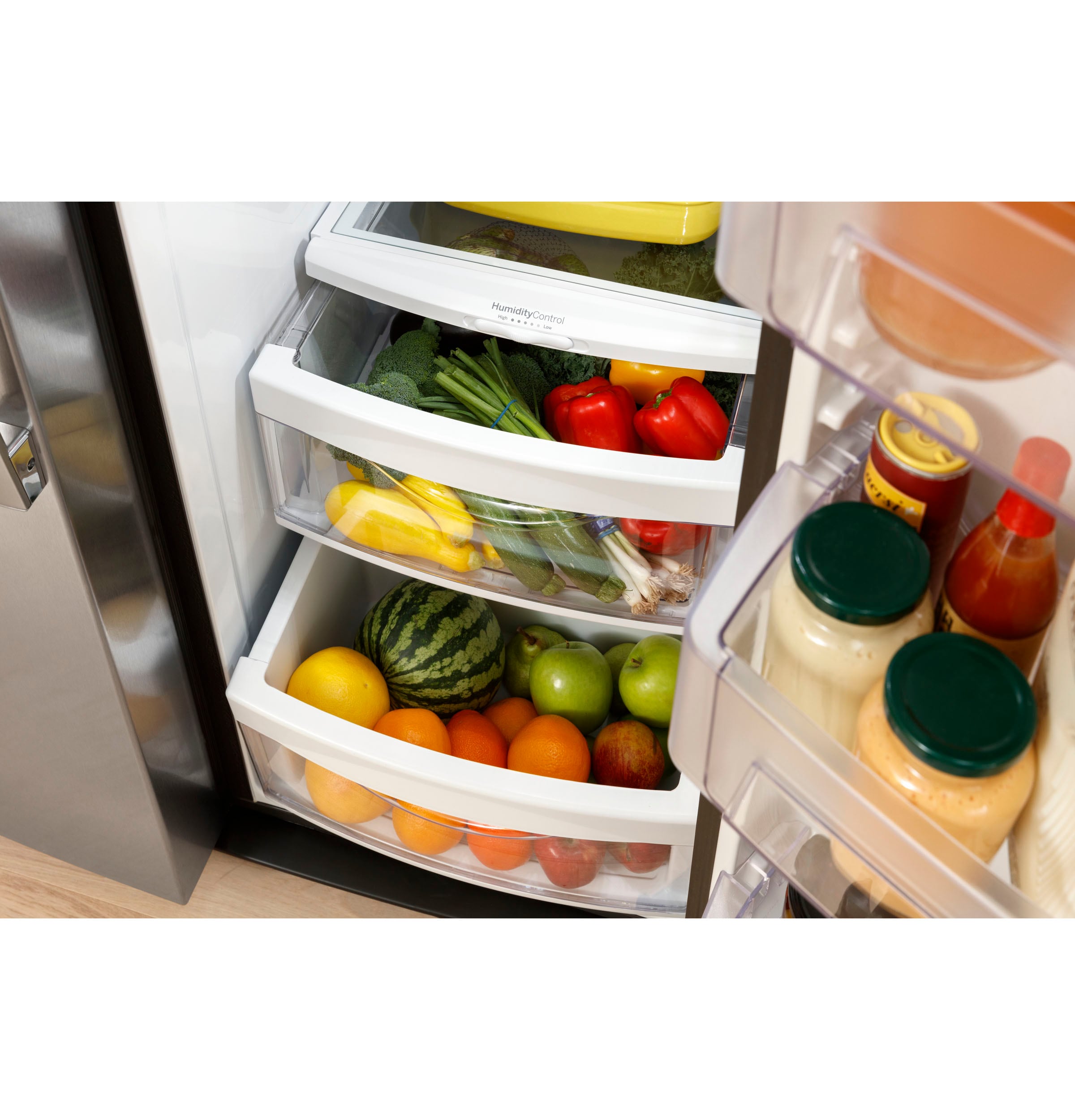 Refrigerador lado a lado de 23 pies cúbicos con fabricador de hielo, dispensador de agua y hielo (Slate)