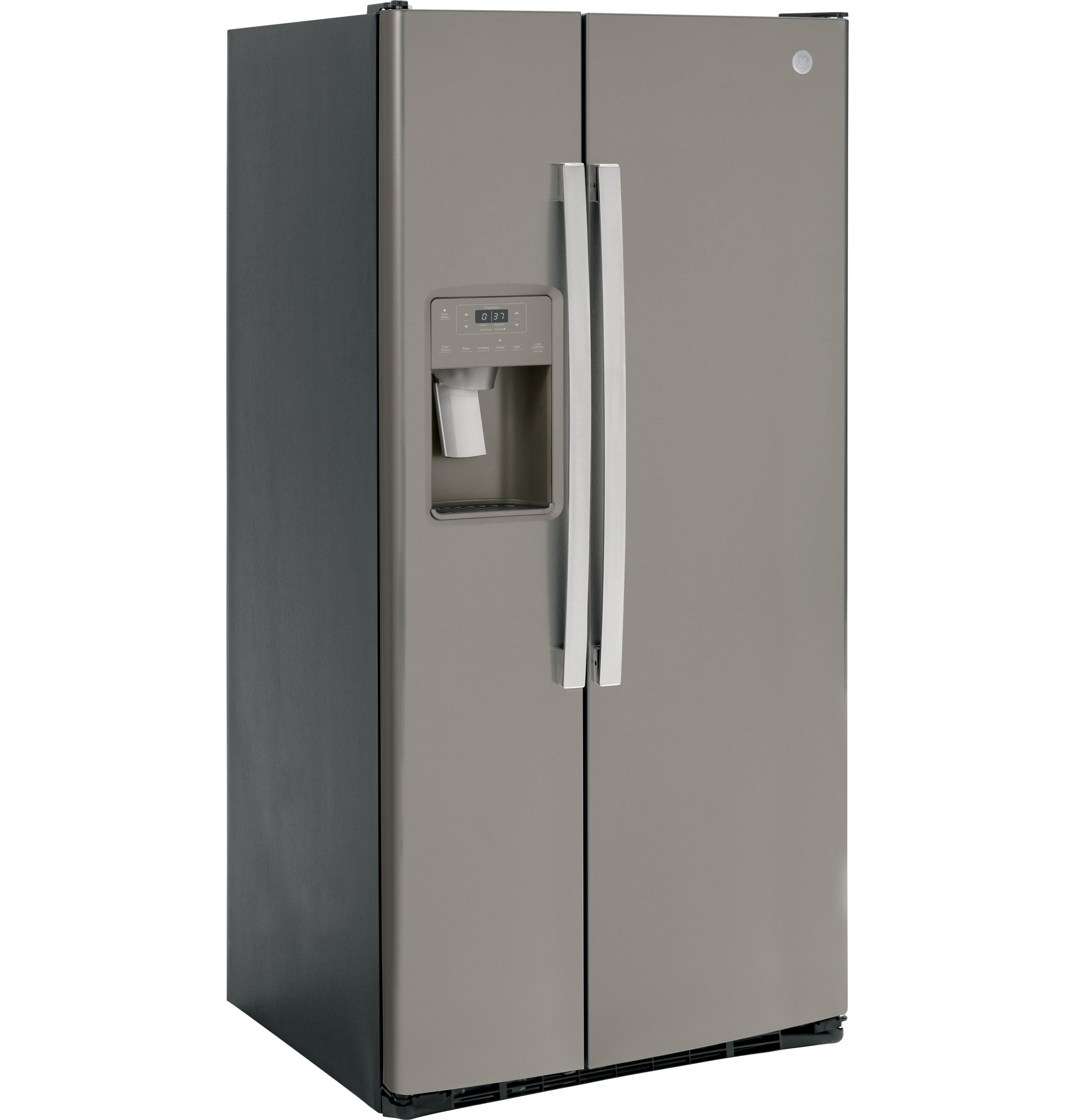 Refrigerador lado a lado de 23 pies cúbicos con fabricador de hielo, dispensador de agua y hielo (Slate)