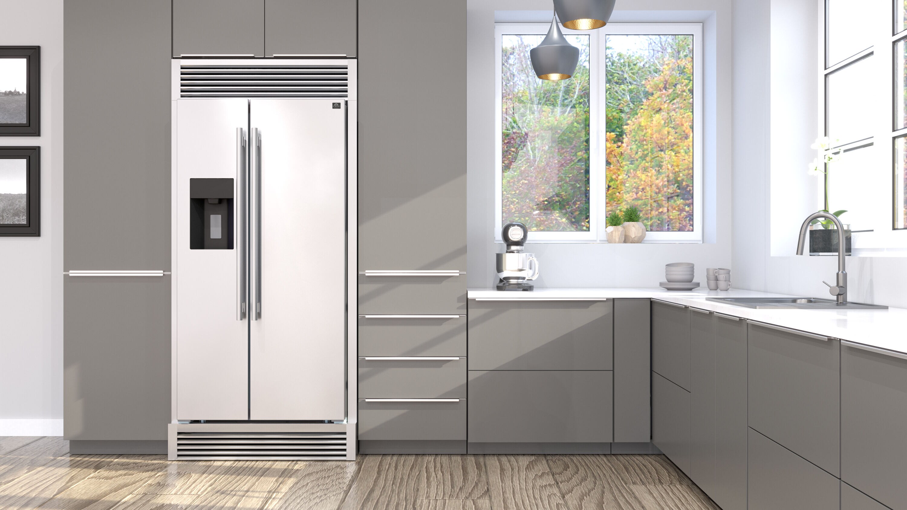 Refrigerador Empotrado de Acero Inoxidable FORNO Salerno de 20 pies cúbicos con Dispensador de Hielo y Agua, Certificación ENERGY STAR
