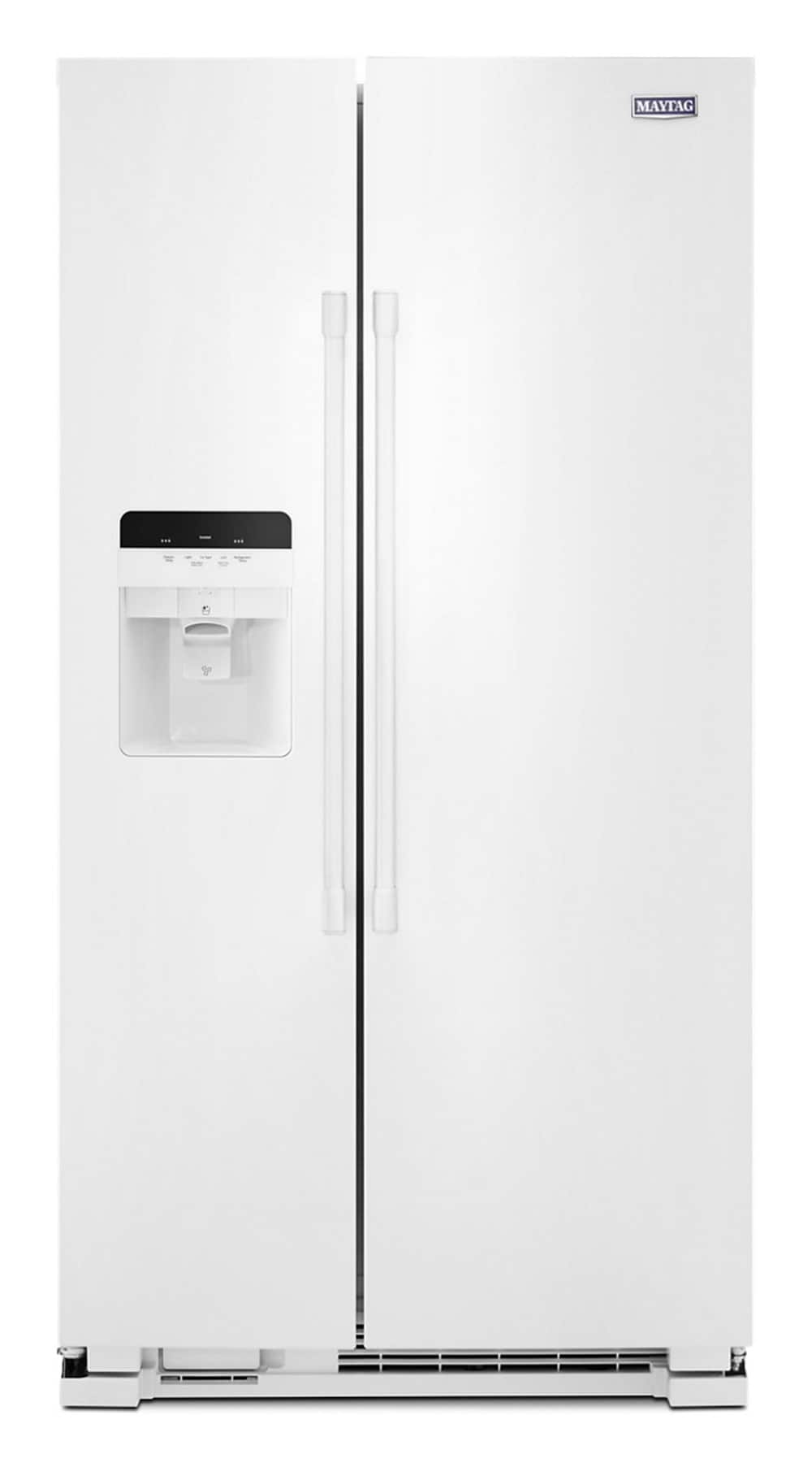 Refrigerador lado a lado de 24.5 pies cúbicos con fabricador de hielo, dispensador de agua y hielo (blanco)