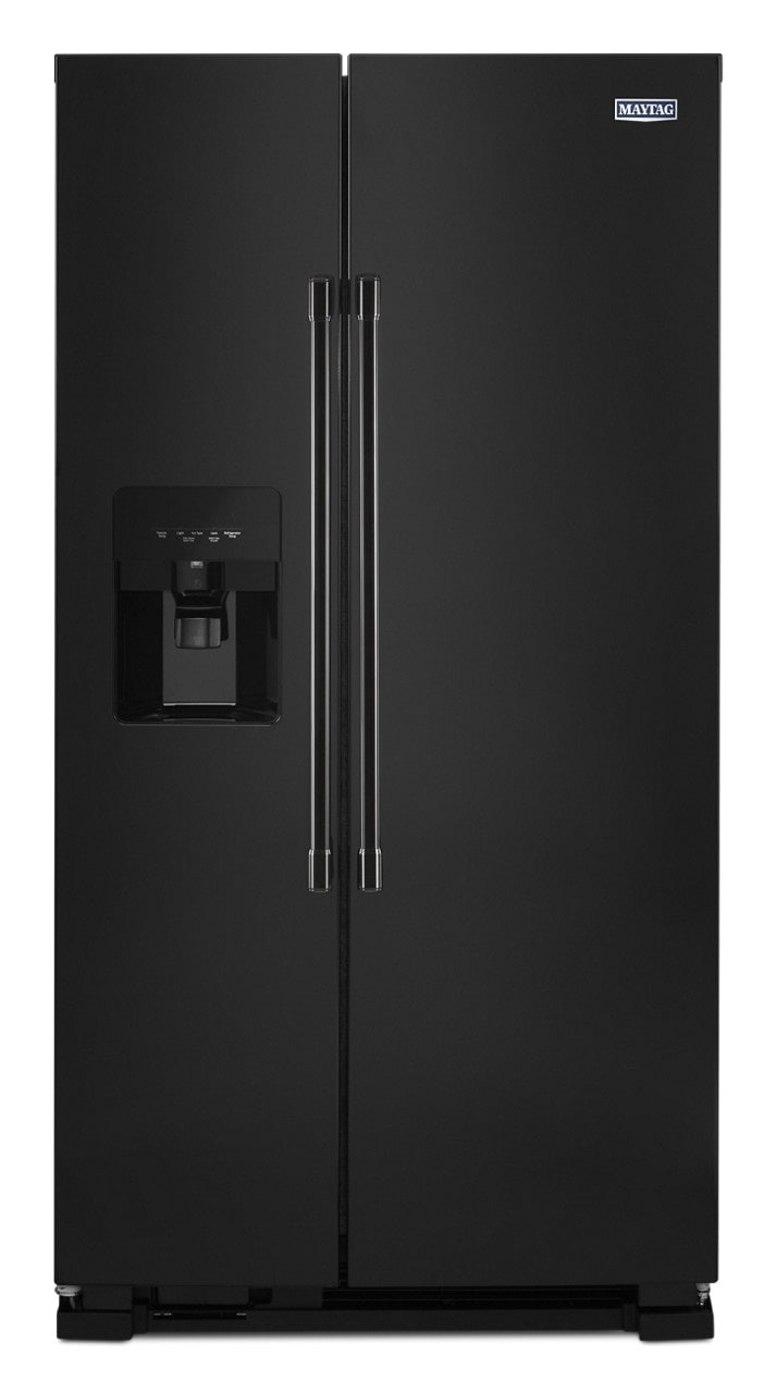 Refrigerador de 24.5 pies cúbicos de lado a lado con fabricador de hielo, dispensador de agua y hielo (Negro) - MSS25C4MGB de Maytag