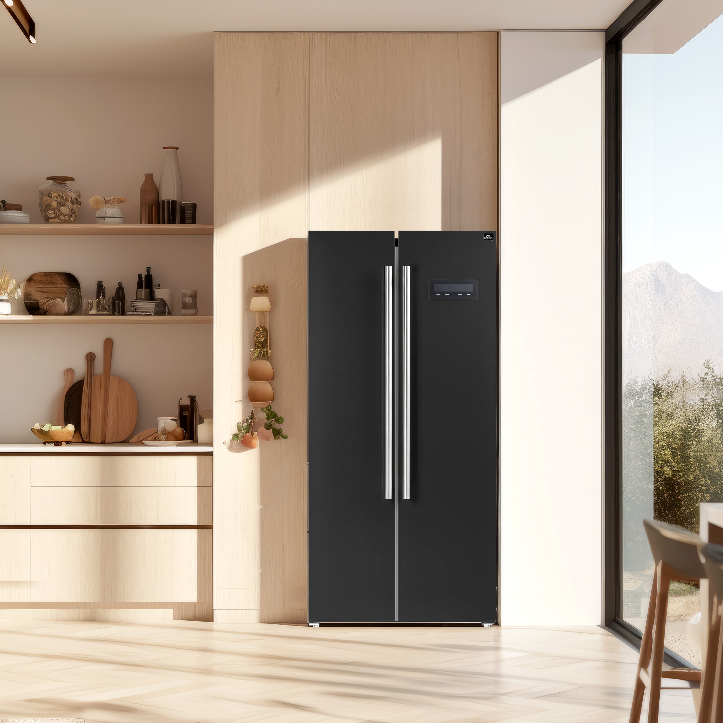 Refrigerador Side-by-Side de Profundidad de Mostrador de 15.62 pies cúbicos con Acabado Negro de Espresso Salerno