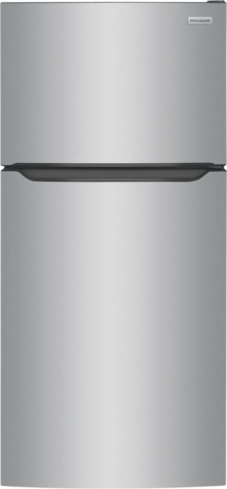 Refrigerador Top-Freezer de 20 pies cúbicos con resistencia a huellas dactilares en acero inoxidable, listo para el garaje LFTR2045VF de Frigidaire.