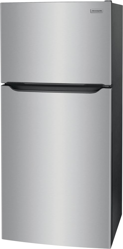 Refrigerador Top-Freezer de 20 pies cúbicos con resistencia a huellas dactilares en acero inoxidable, listo para el garaje LFTR2045VF de Frigidaire.