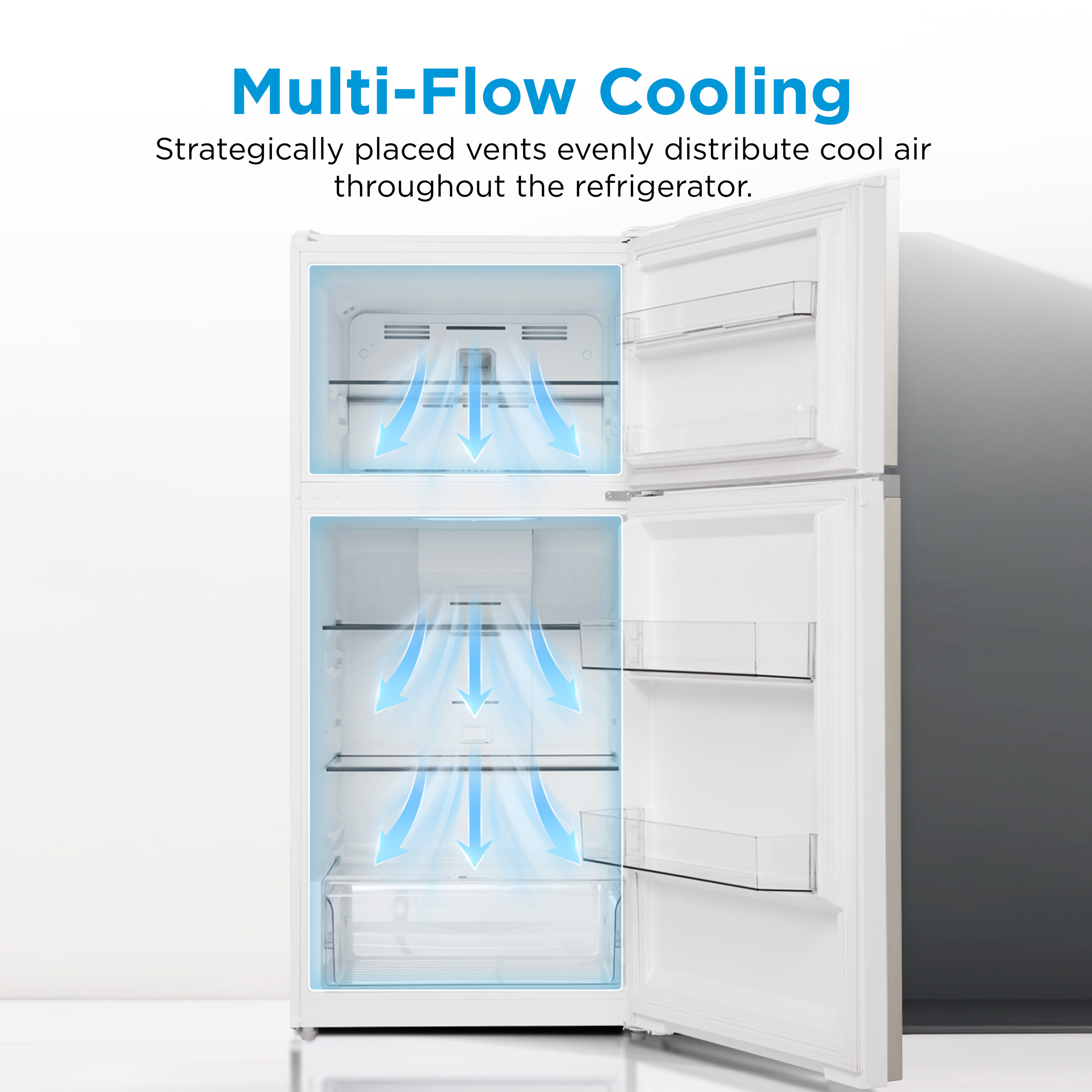 Refrigerador de 18.1 pies cúbicos con congelador superior y resistente a huellas dactilares (negro) listo para garaje y certificado por ENERGY STAR MRT18D3BBB de Midea