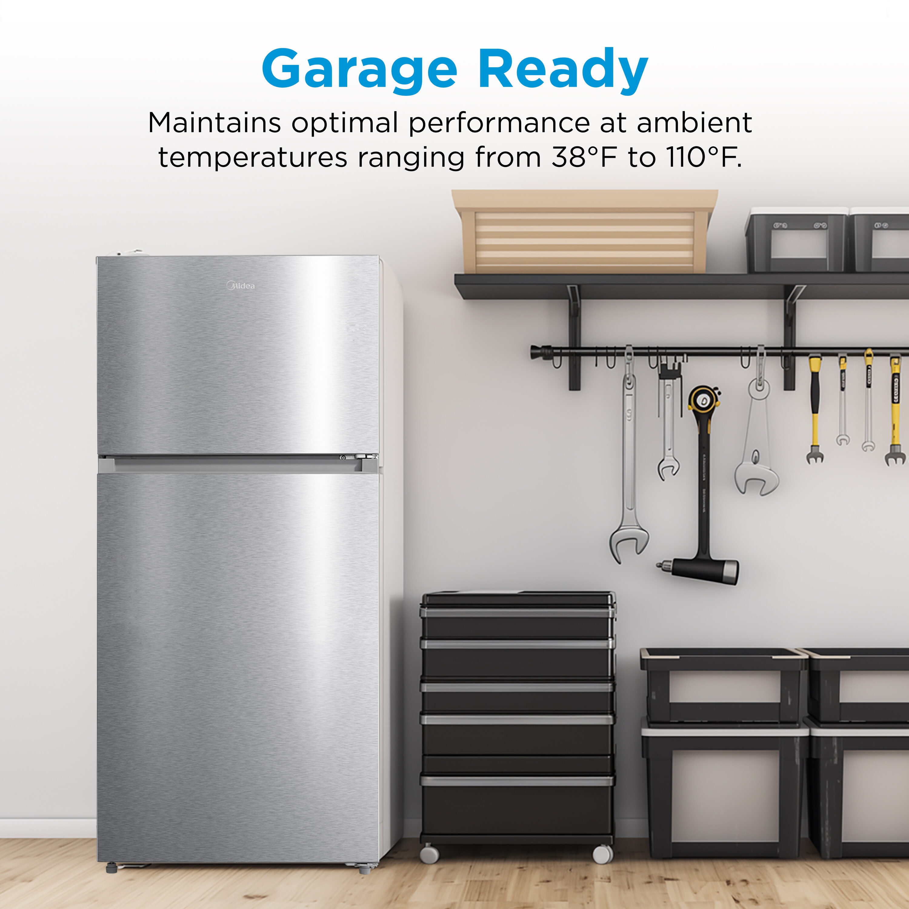 Refrigerador con Resistencia a las Huellas Dactilares de 18.1 pies cúbicos con Congelador Superior (Acero Inoxidable) Listo para Garaje Certificado ENERGY STAR MRT18D3BST