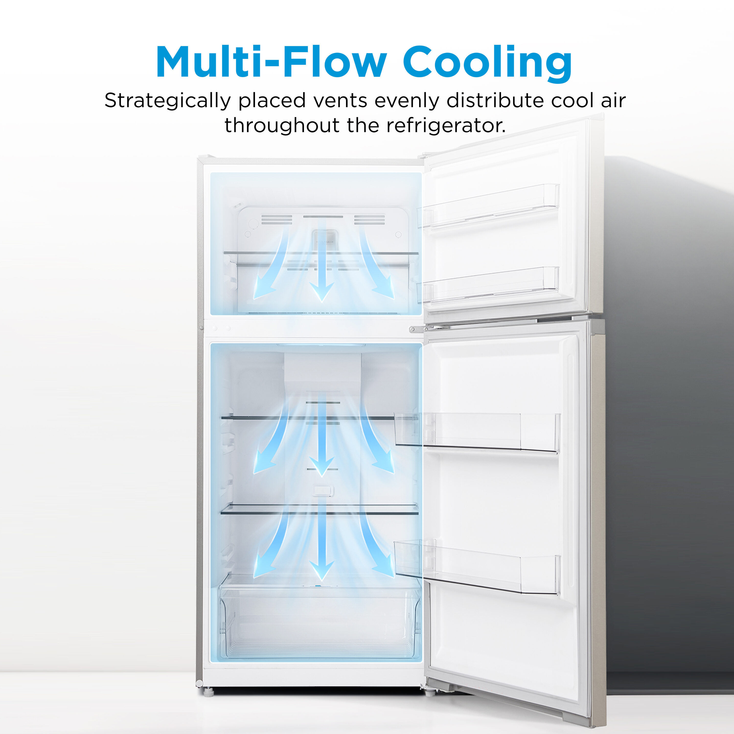 Refrigerador con Resistencia a las Huellas Dactilares de 18.1 pies cúbicos con Congelador Superior (Acero Inoxidable) Listo para Garaje Certificado ENERGY STAR MRT18D3BST